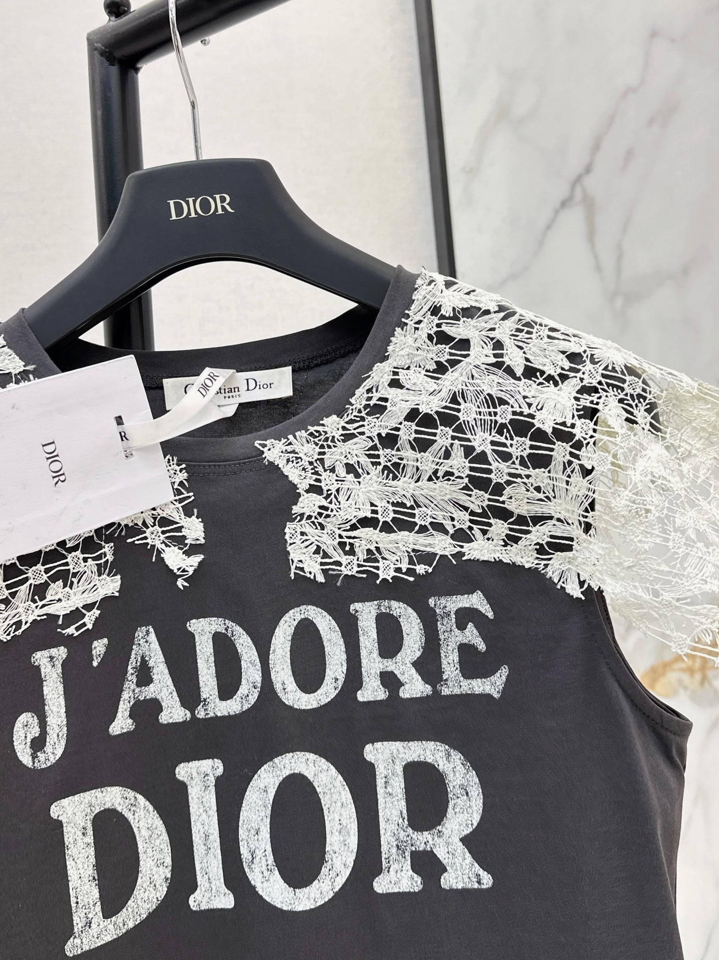 26SS New Lace Trim Patchwork T-Shirt