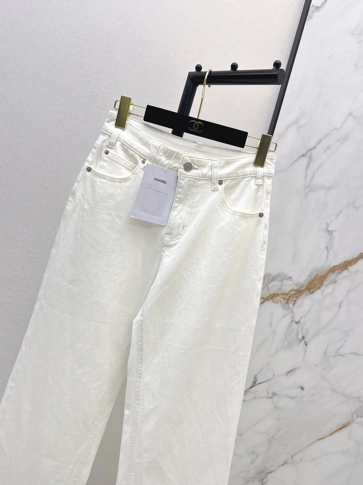 26SS New White High-Waisted Wide-Leg Jeans
