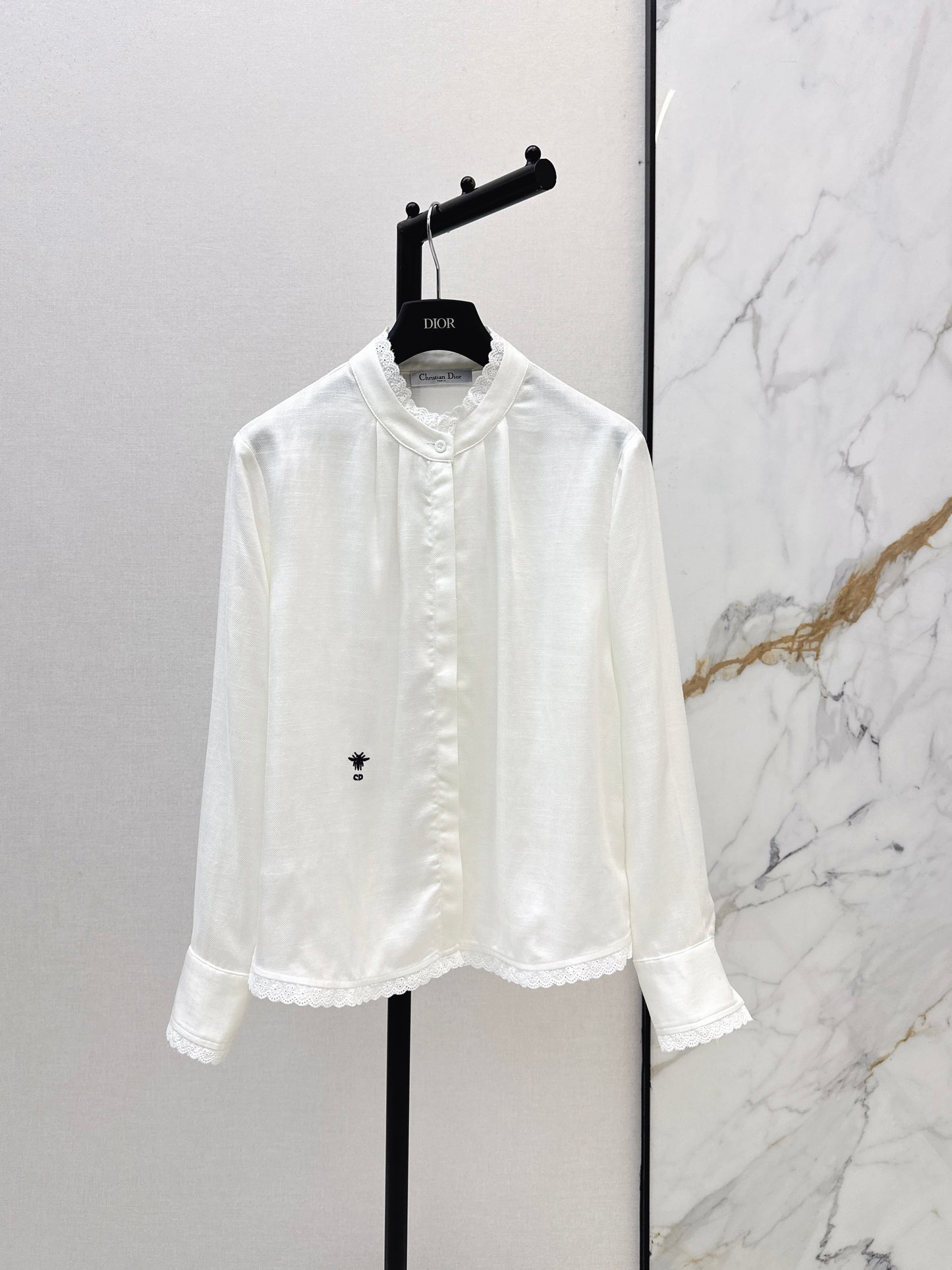 26SS — Bee-Embroidered Stand-Collar Shirt