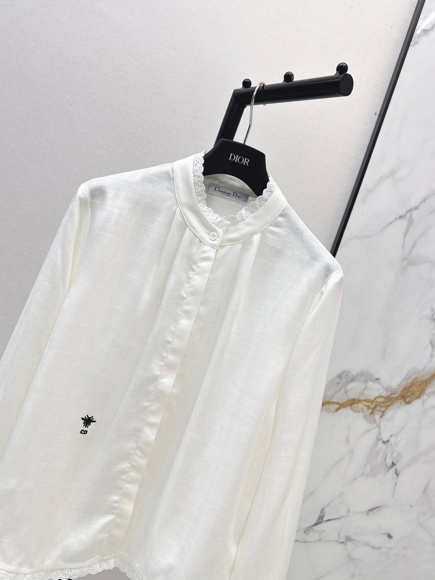 26SS — Bee-Embroidered Stand-Collar Shirt