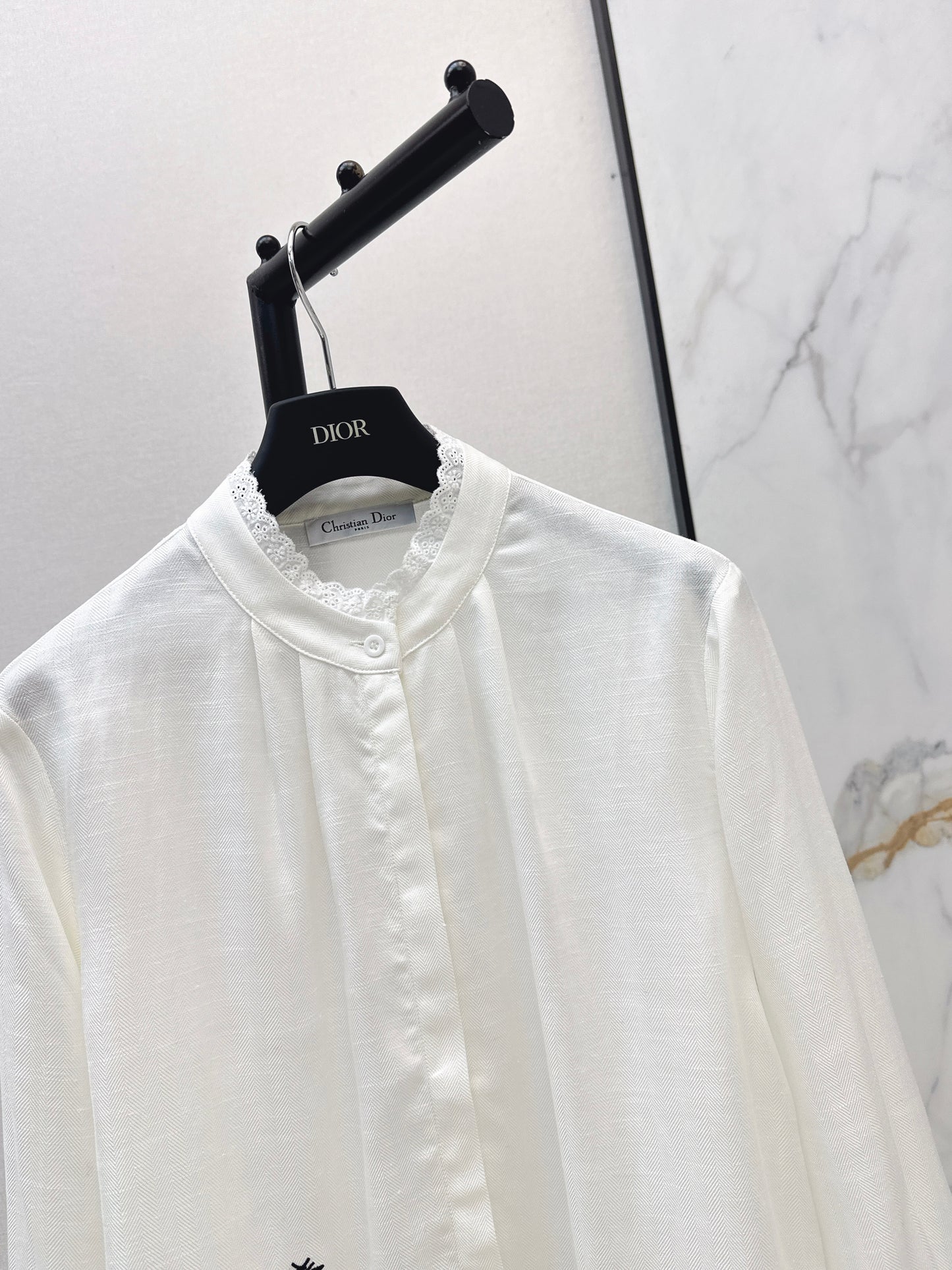 26SS — Bee-Embroidered Stand-Collar Shirt