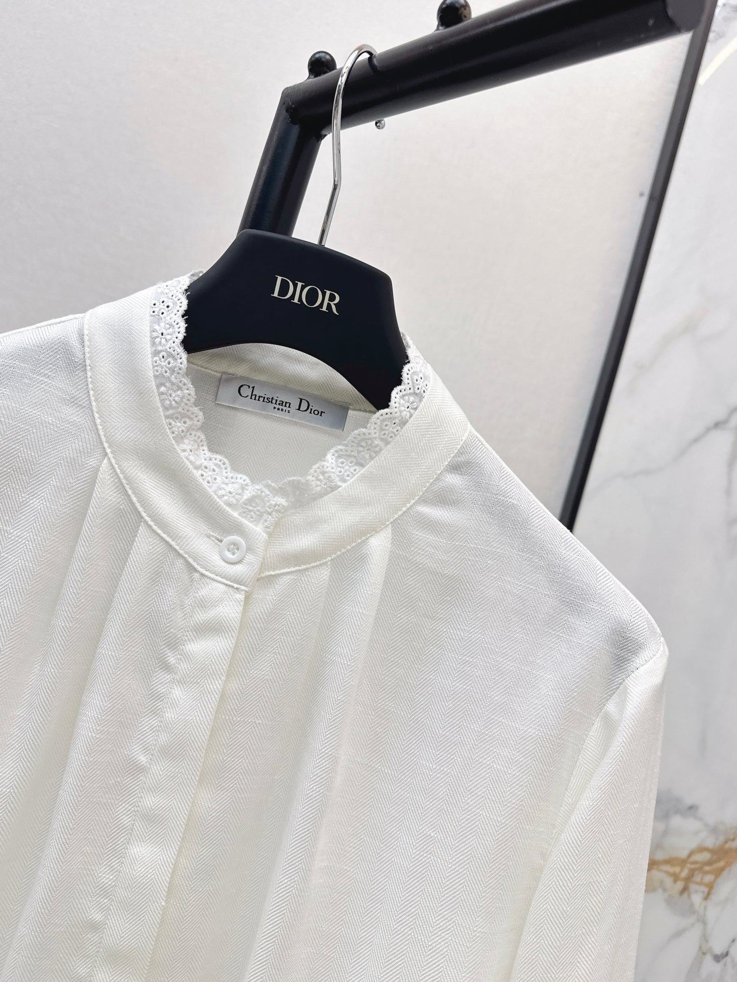 26SS — Bee-Embroidered Stand-Collar Shirt