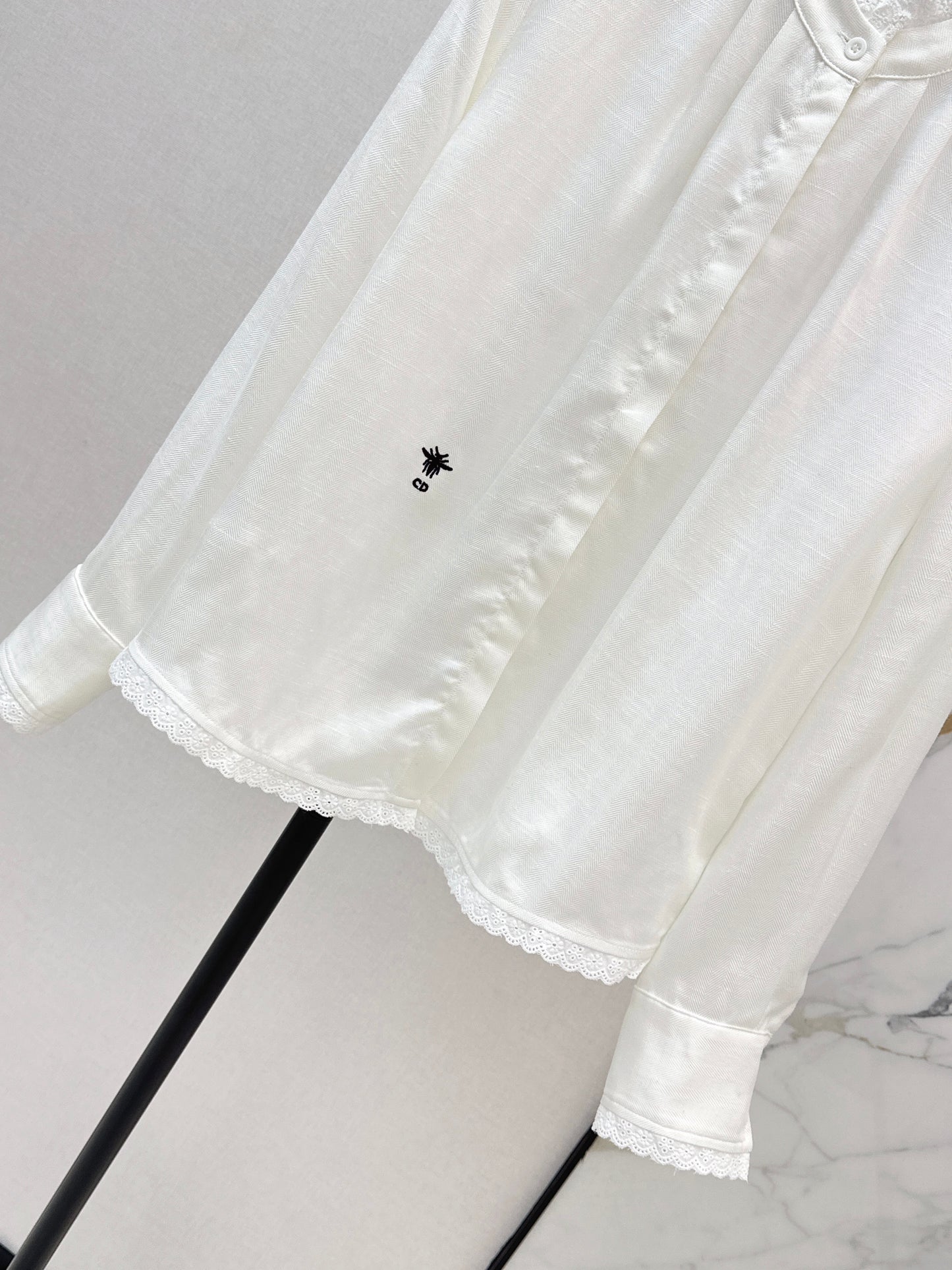 26SS — Bee-Embroidered Stand-Collar Shirt
