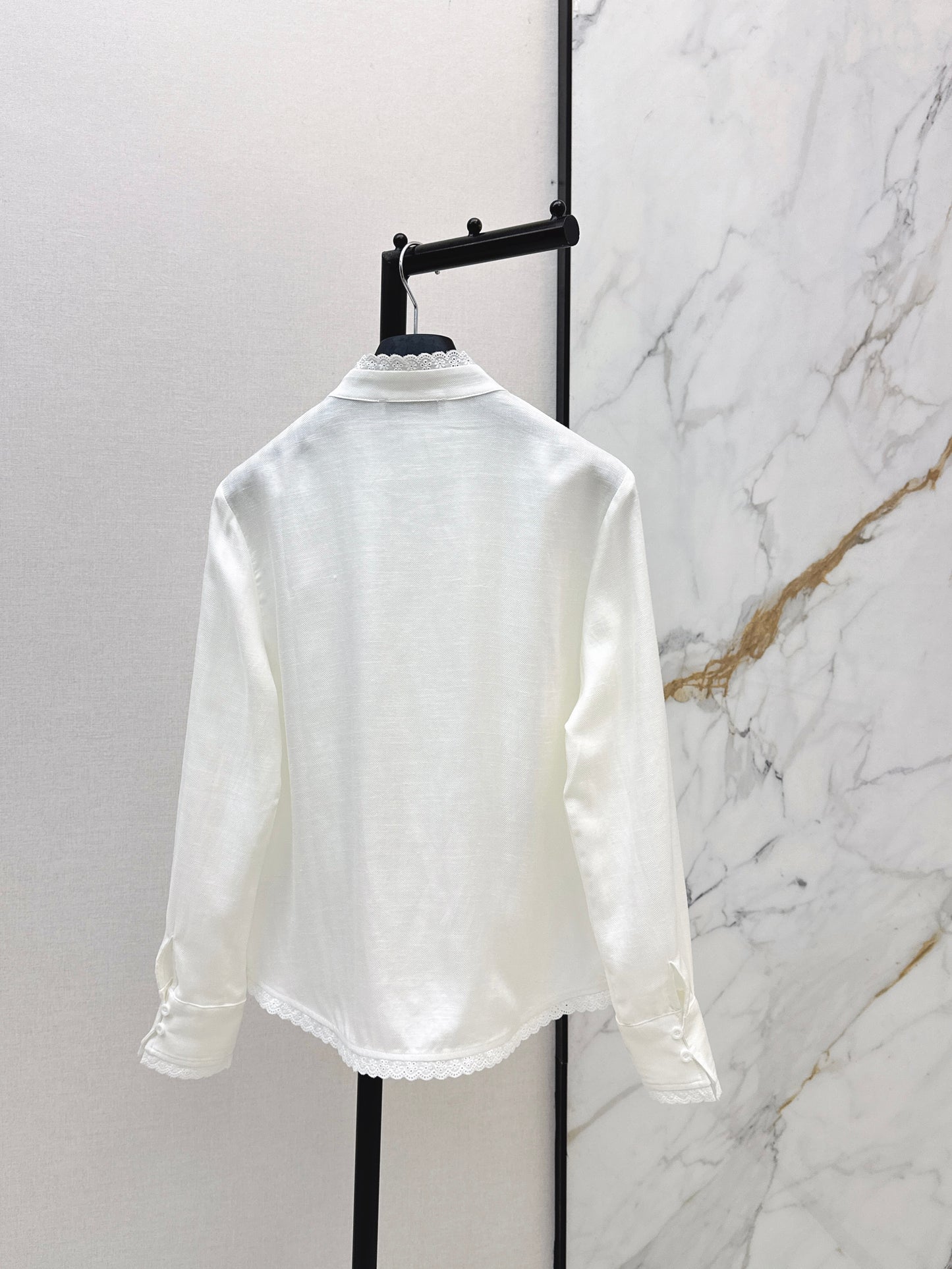 26SS — Bee-Embroidered Stand-Collar Shirt