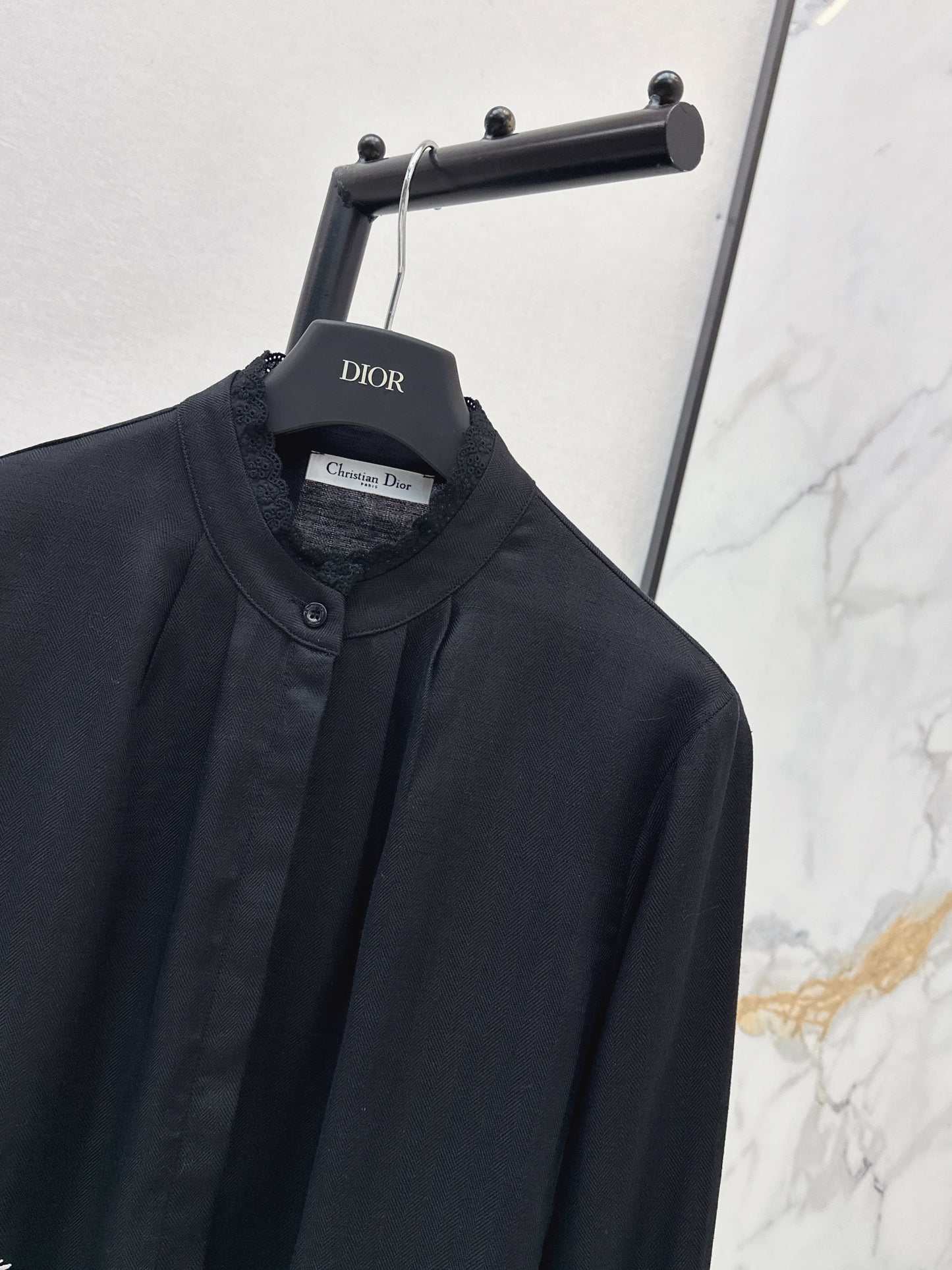 26SS — Bee-Embroidered Stand-Collar Shirt
