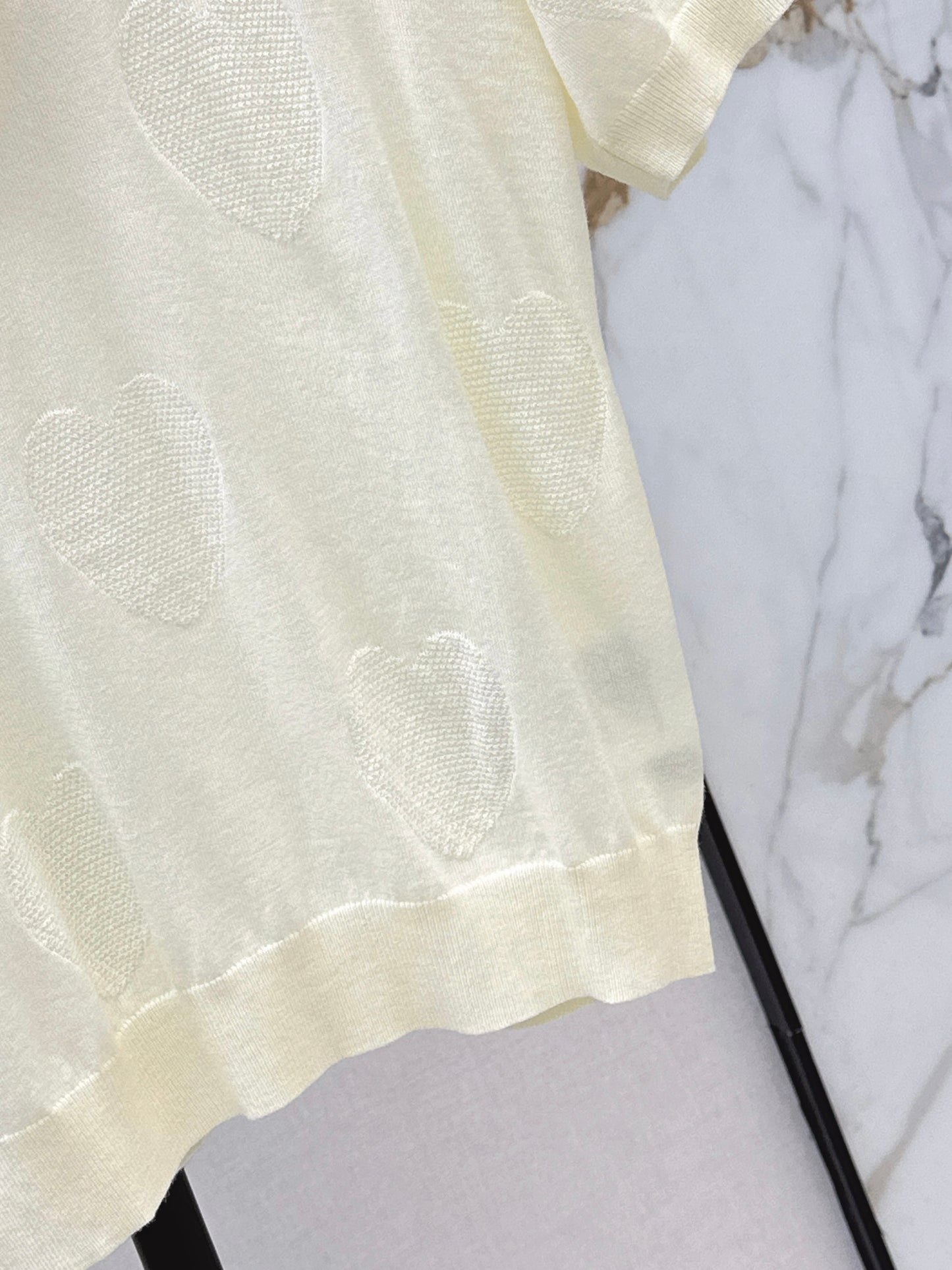 26SS — Knitted Short-Sleeve Top with Letter Embroidery