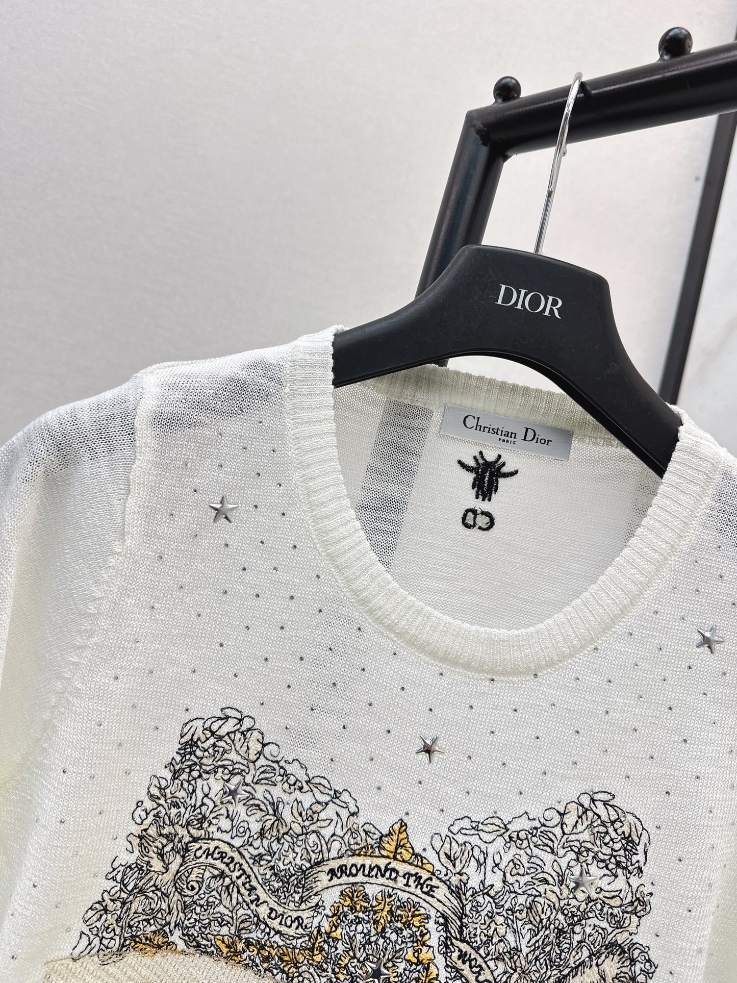 26SS — Embroidered Short-Sleeve Knit Top