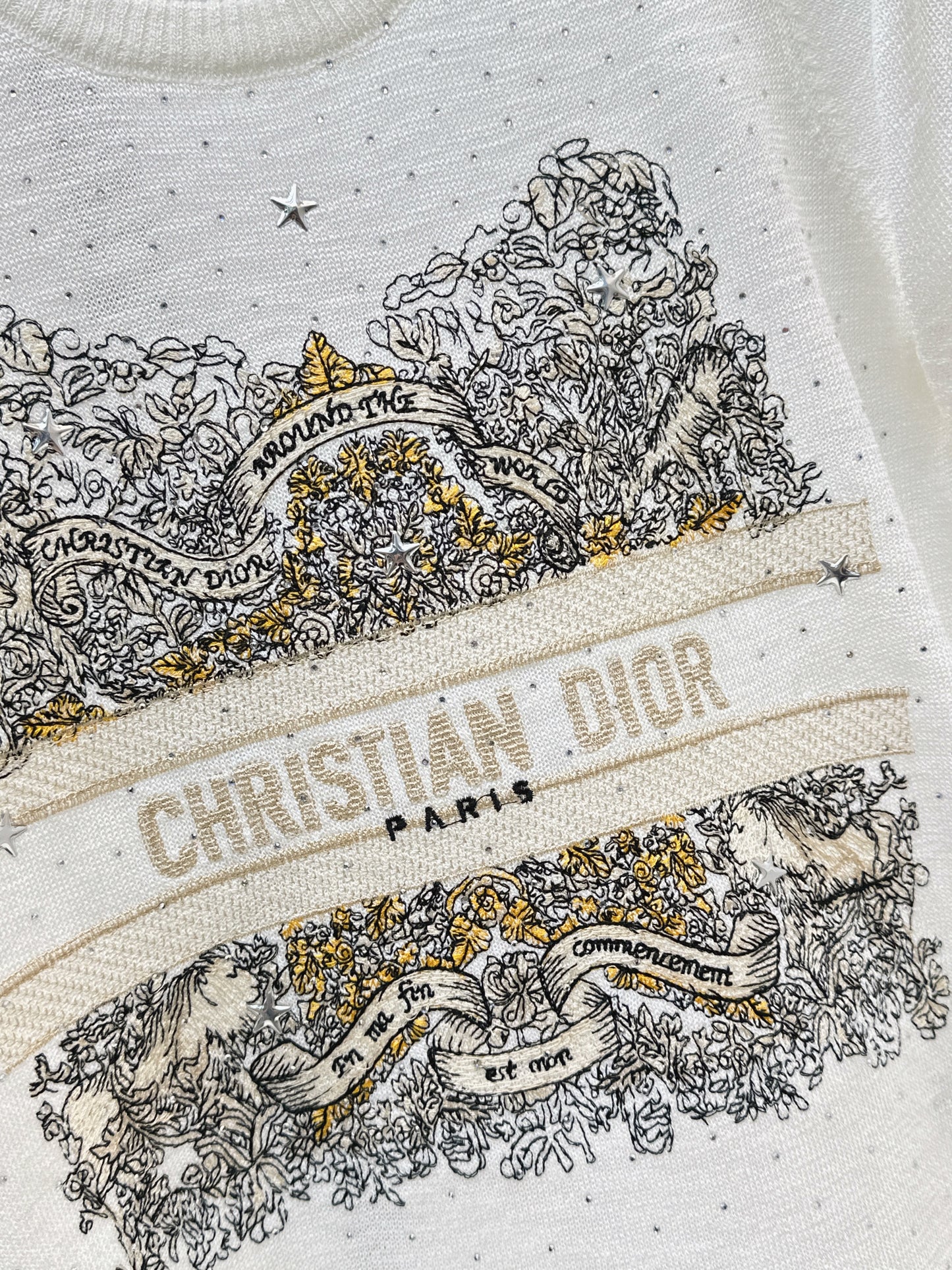 26SS — Embroidered Short-Sleeve Knit Top