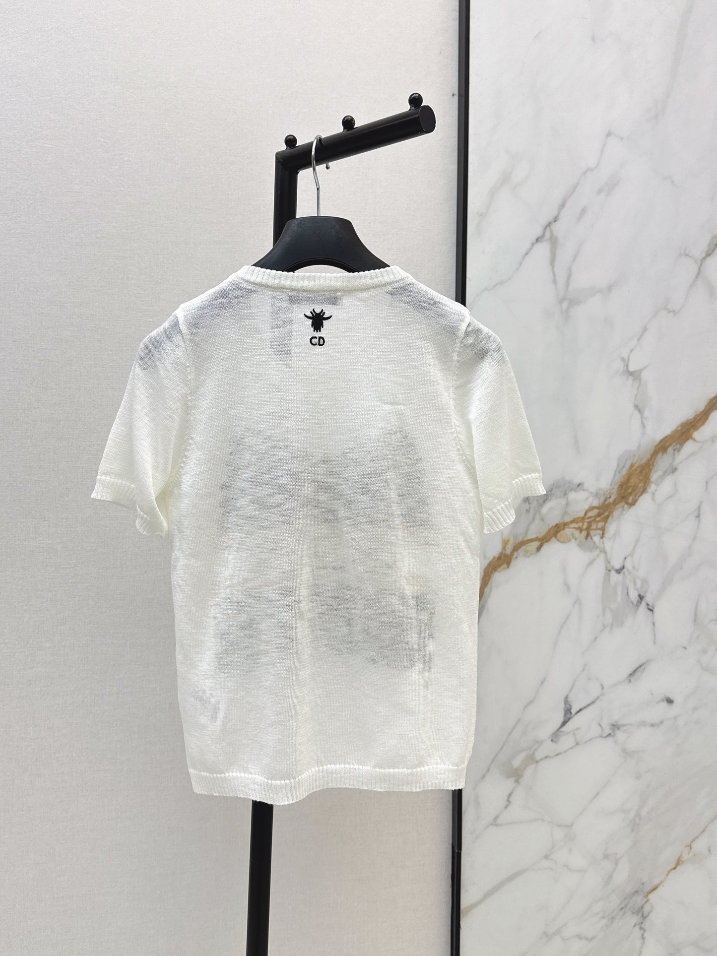 26SS — Embroidered Short-Sleeve Knit Top