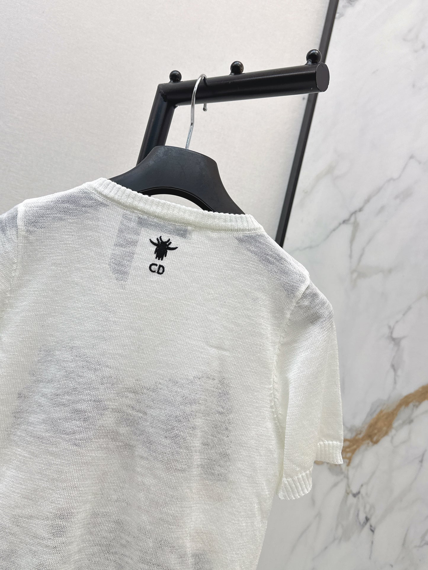 26SS — Embroidered Short-Sleeve Knit Top
