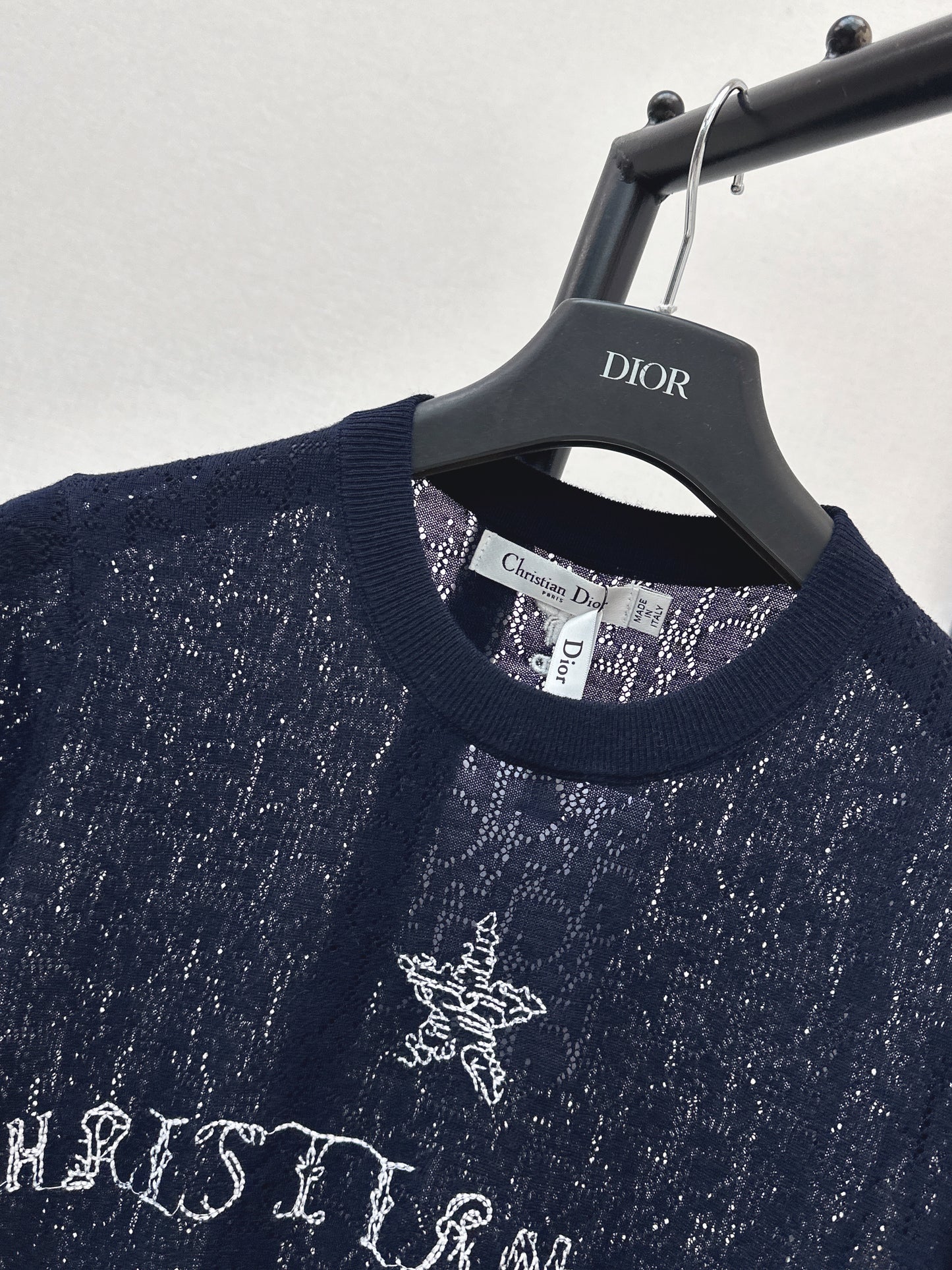 SS26 — Jacquard-Knit Cropped Short-Sleeve Top