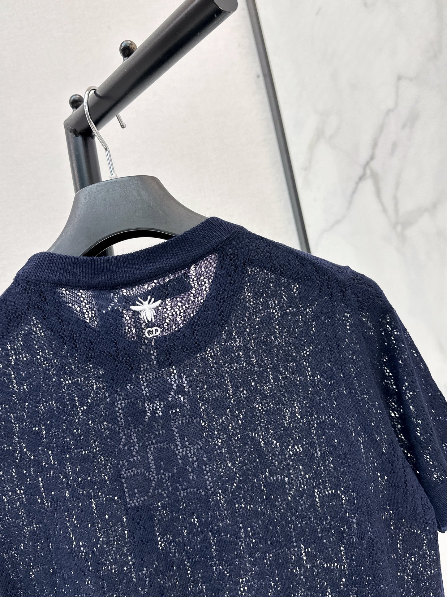 SS26 — Jacquard-Knit Cropped Short-Sleeve Top