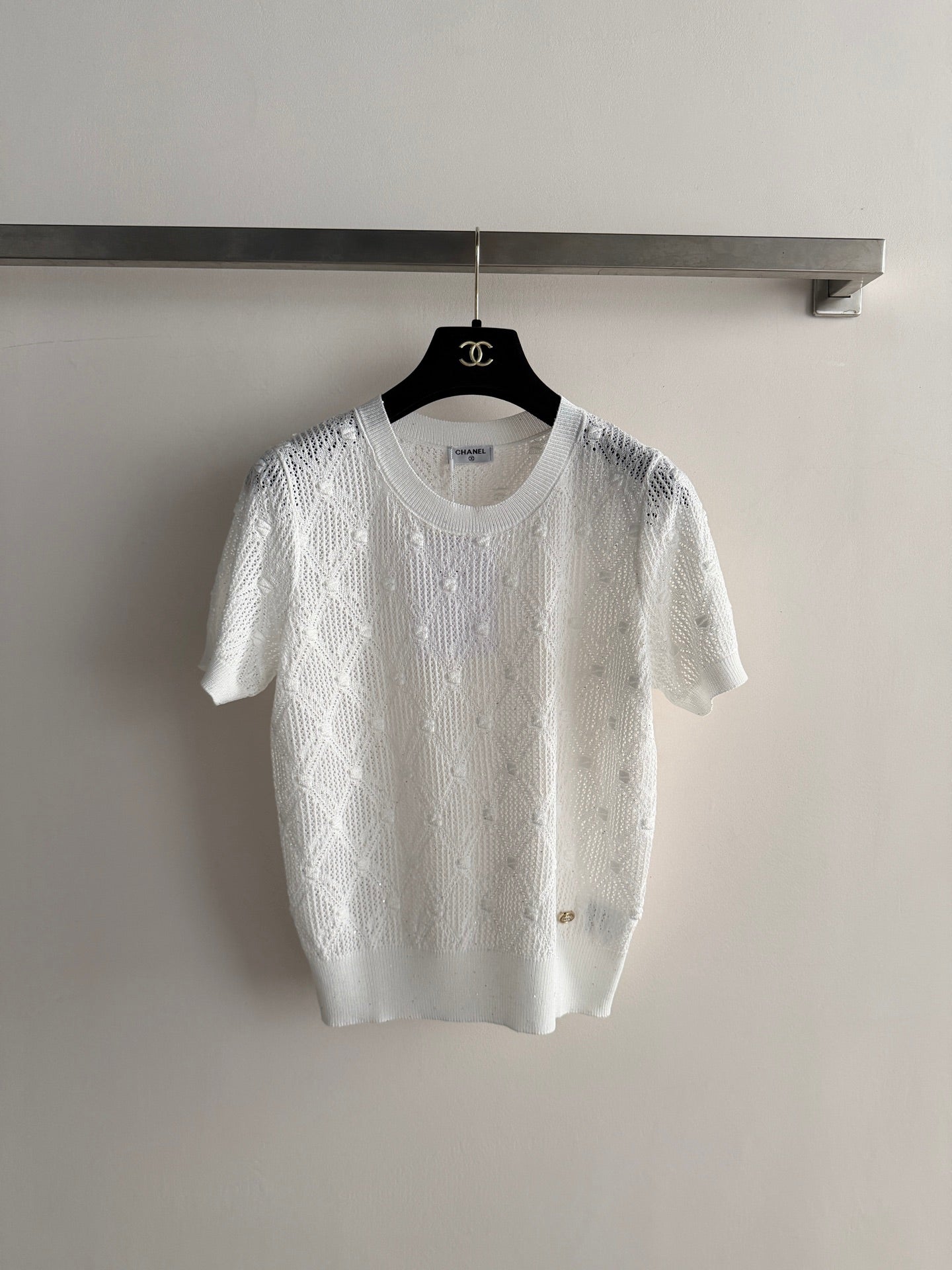 26SS — Open-Knit Short-Sleeve Top