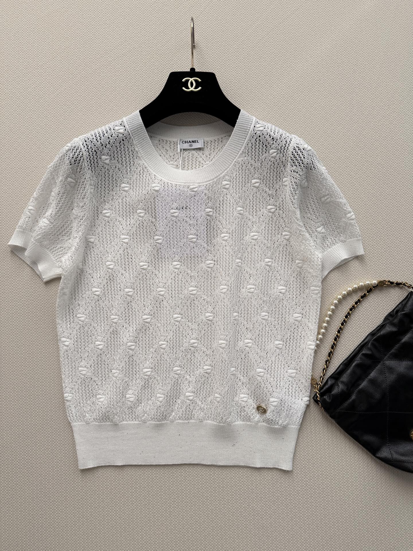 26SS — Open-Knit Short-Sleeve Top