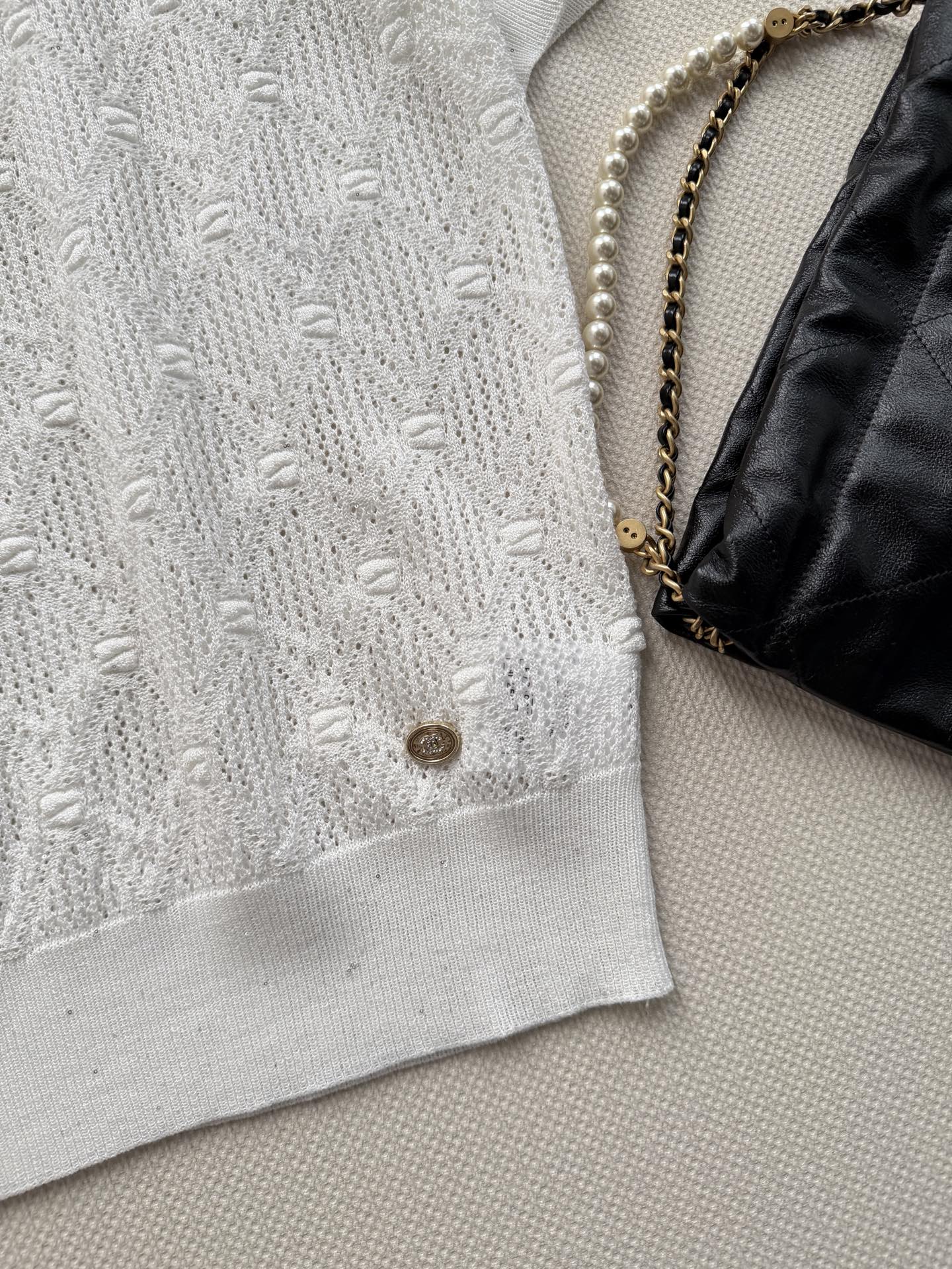 26SS — Open-Knit Short-Sleeve Top