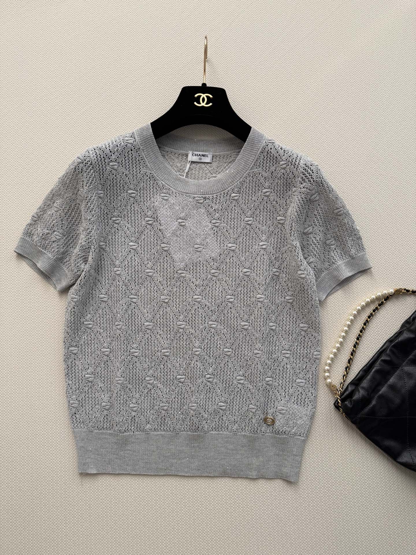 26SS — Open-Knit Short-Sleeve Top