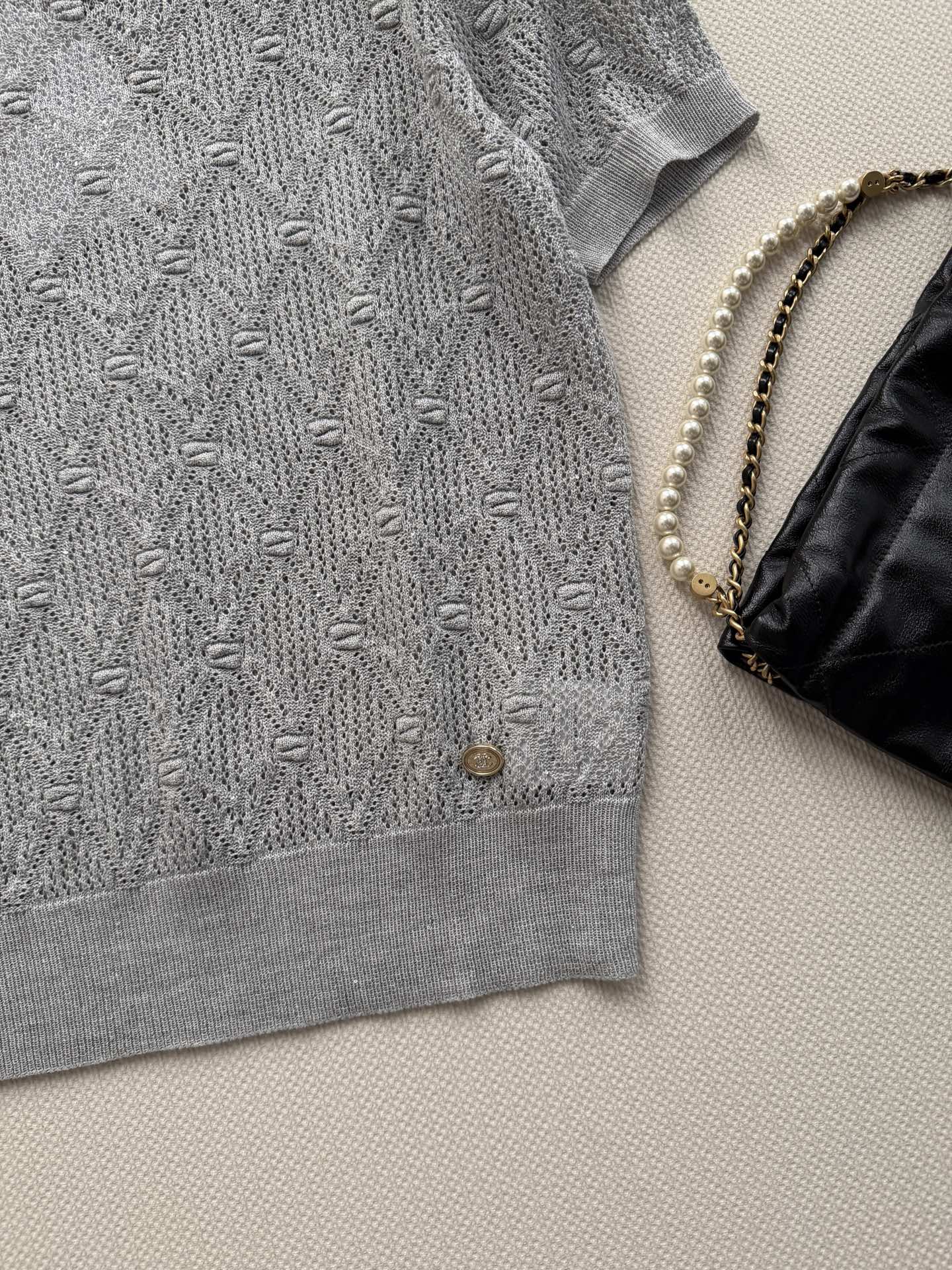 26SS — Open-Knit Short-Sleeve Top