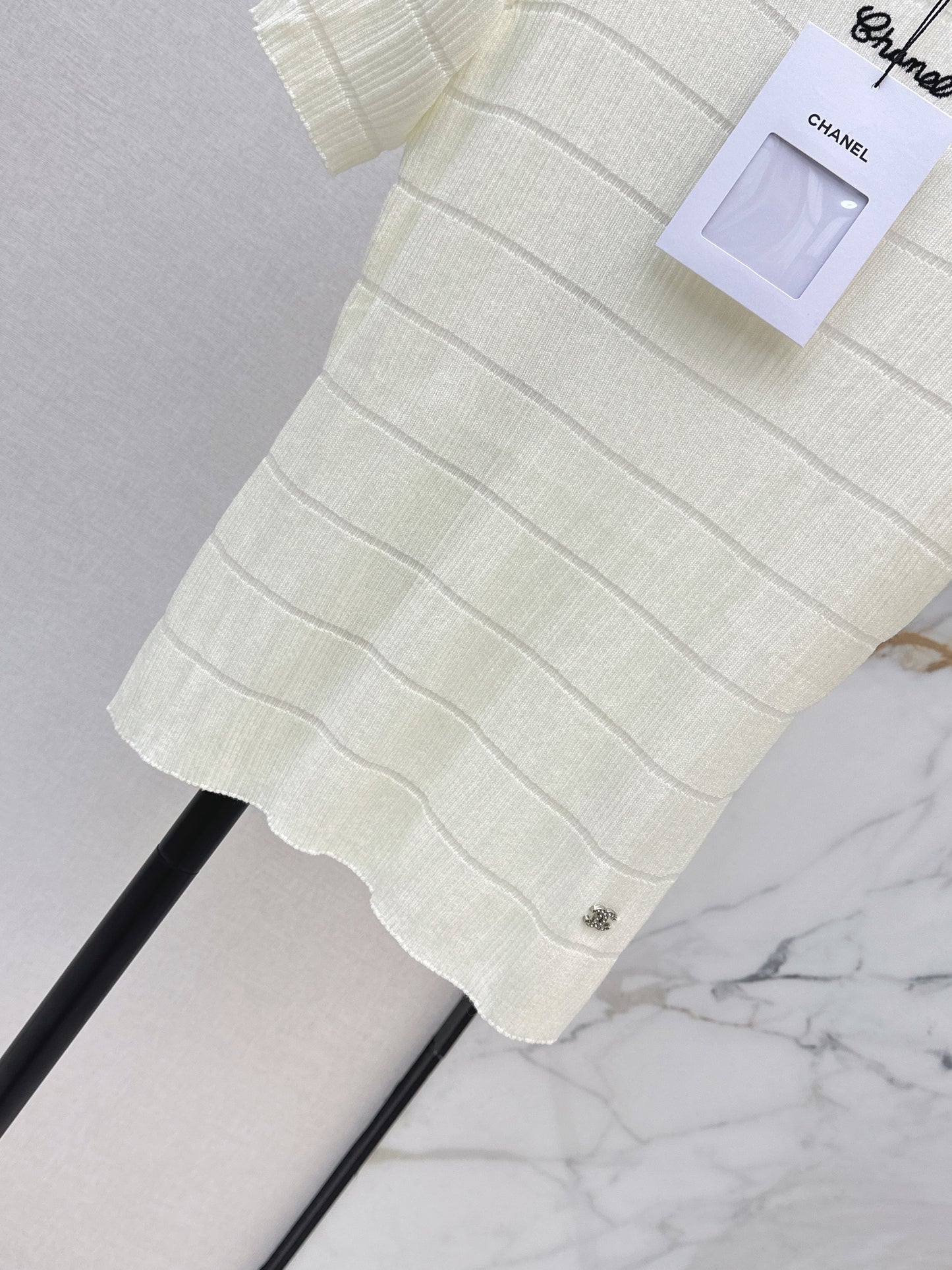 26SS Color Block Striped Crew Neck Slim Fit Knit Sweater