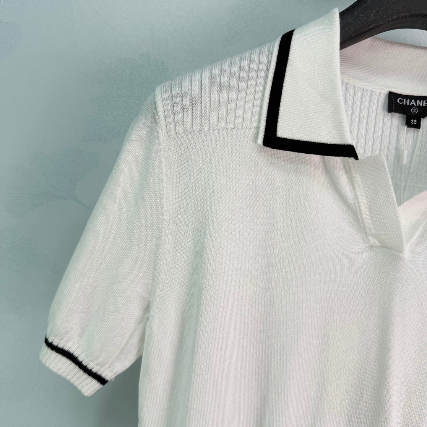26  New White Knitted Polo Shirt
