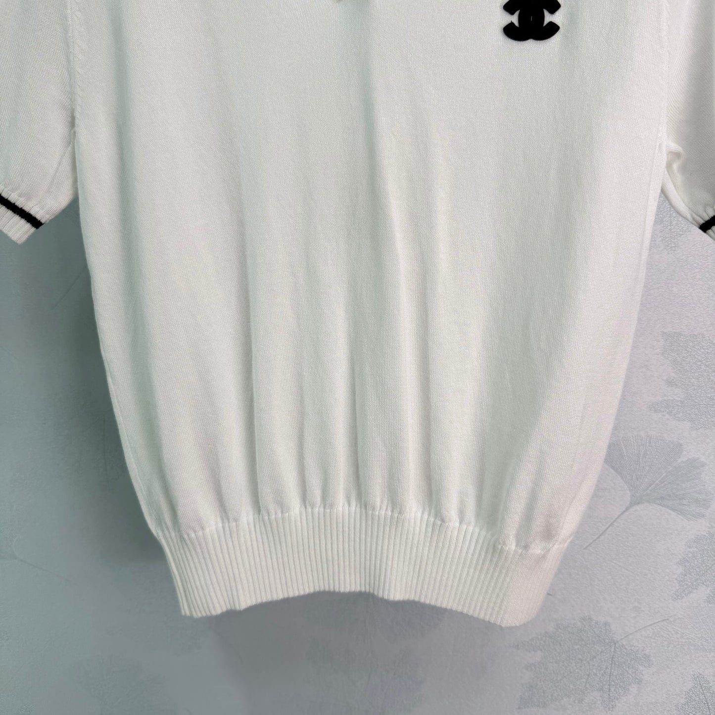 26  New White Knitted Polo Shirt