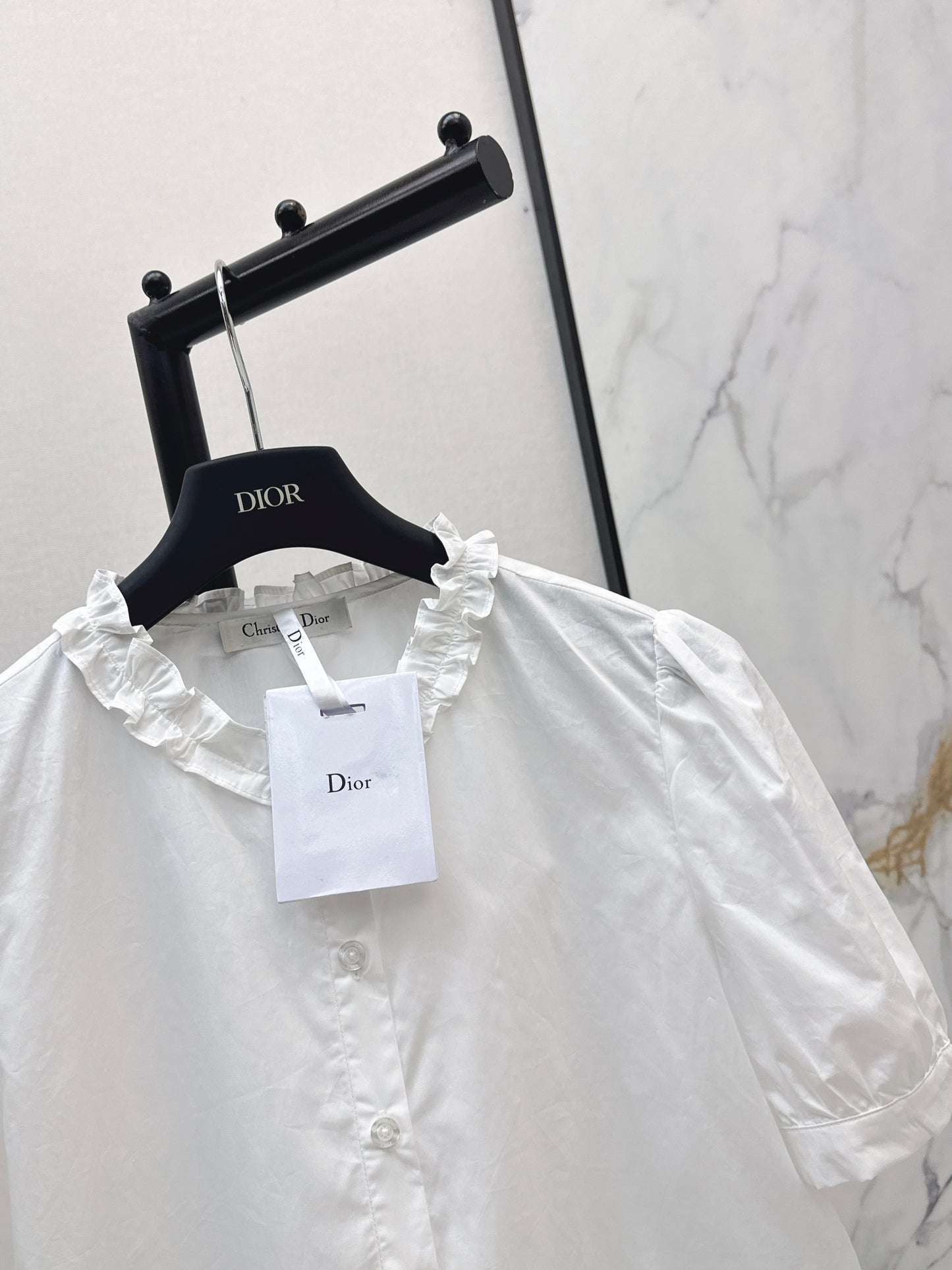 26SS — New Bee-Embroidered Ruffle-Trimmed Shirt
