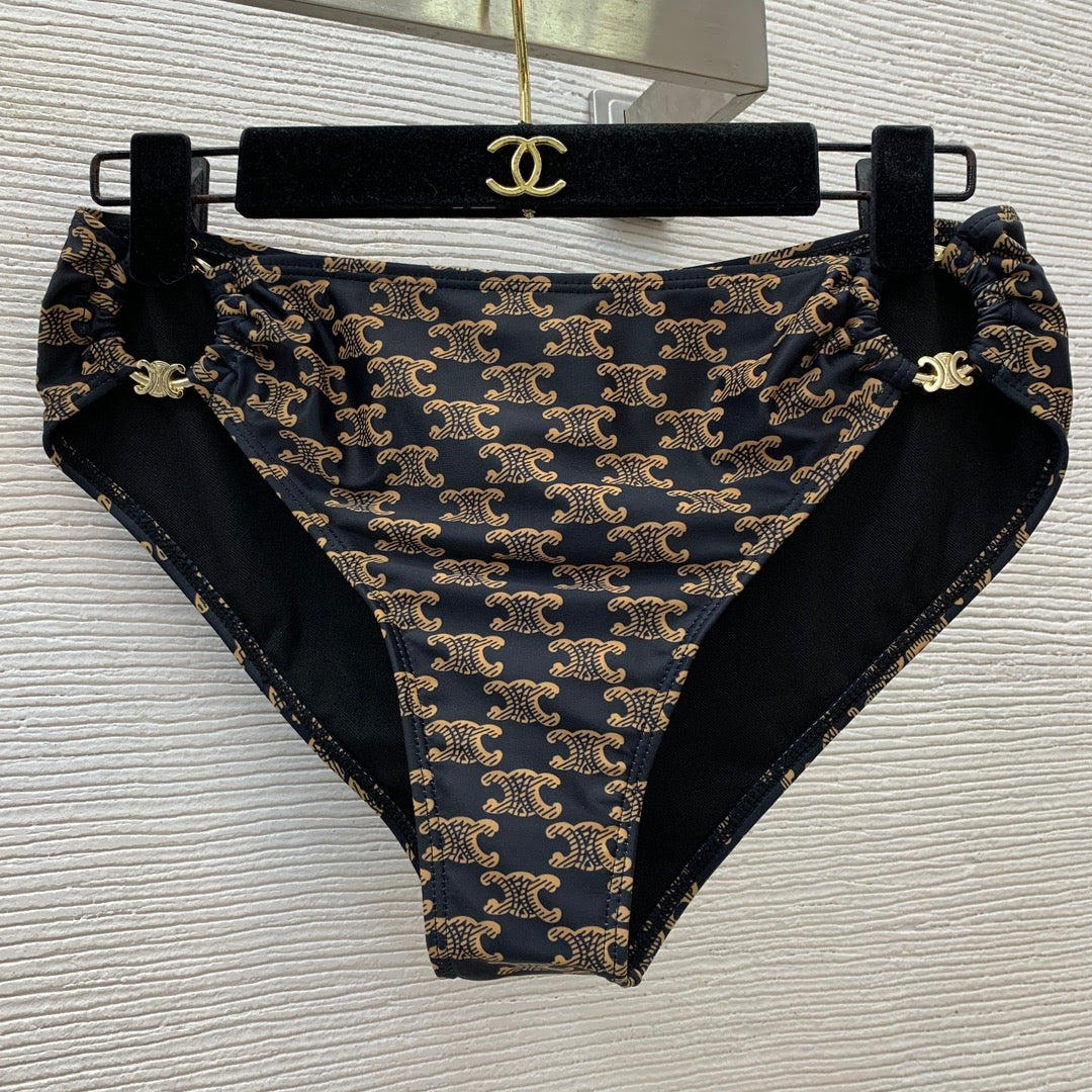 Classic Accessory-Embellished, Strappy Halter-Neck Two-Piece Swimsuit