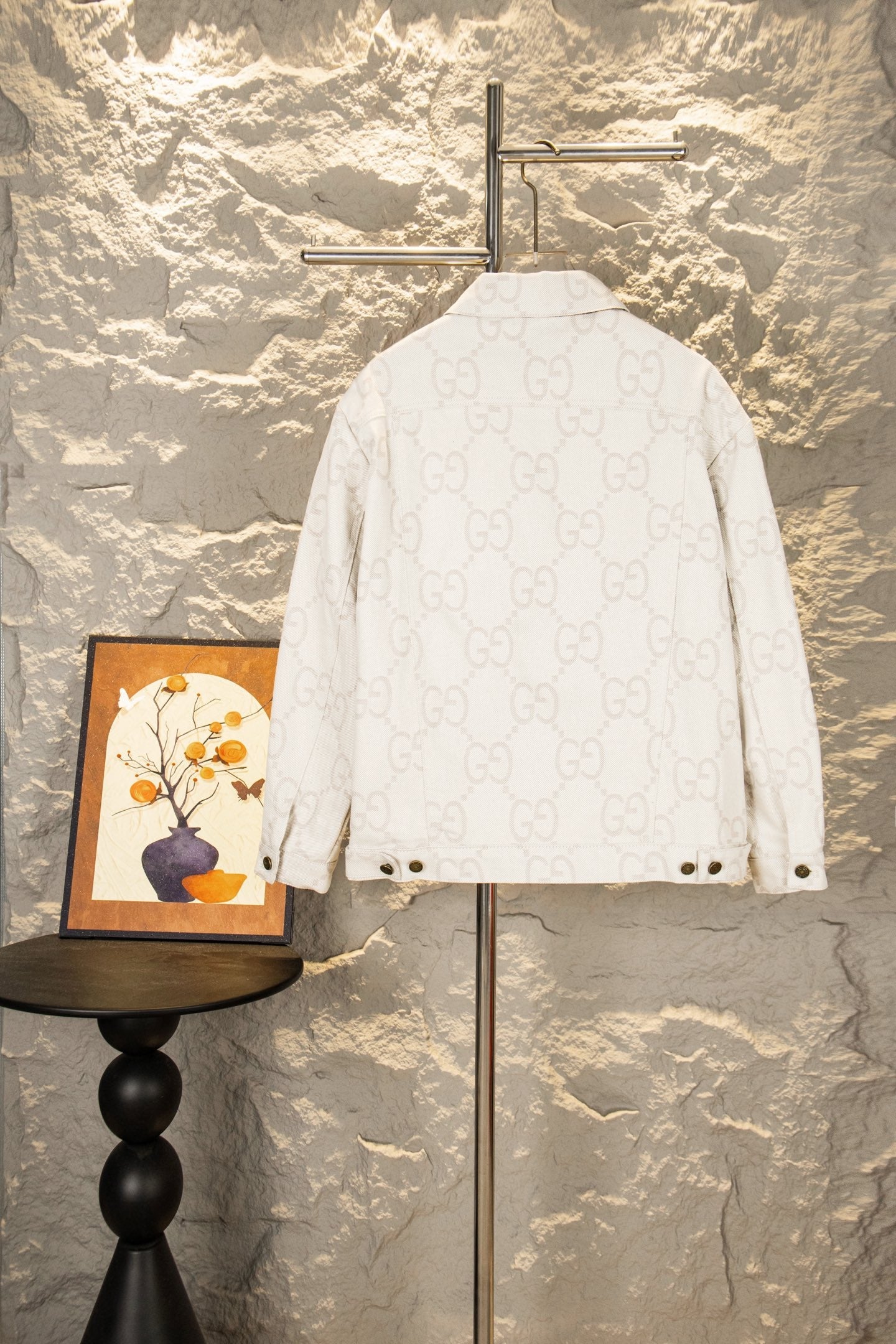 Ivory White Jacquard Denim Jacket