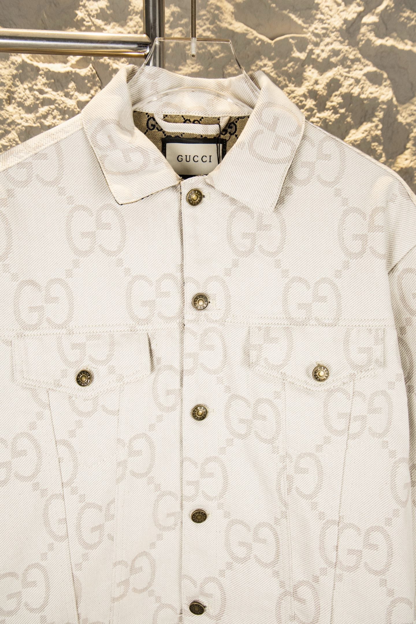 Ivory White Jacquard Denim Jacket