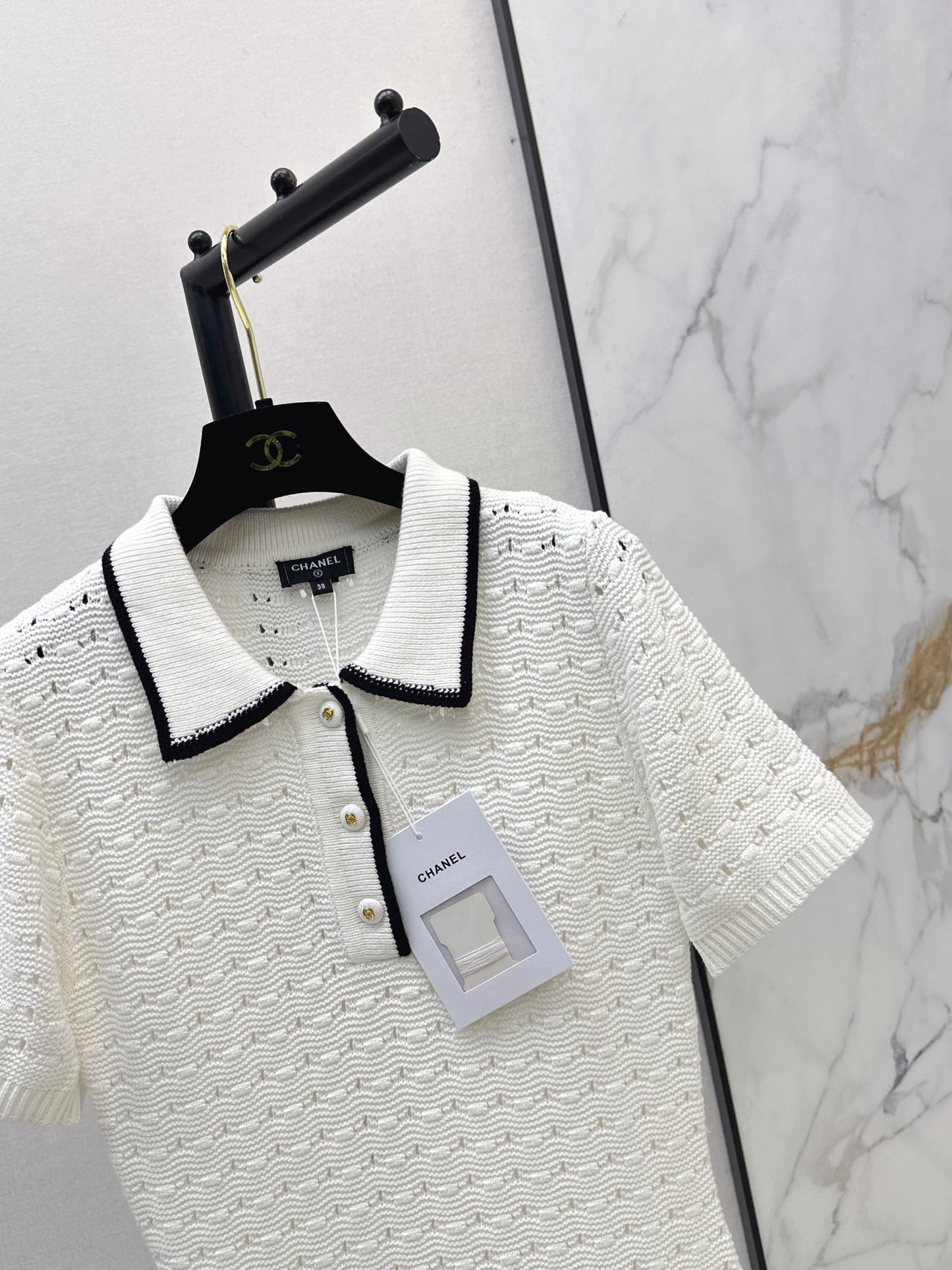 26SS — New Hollow-out Knit Short-sleeved Dress