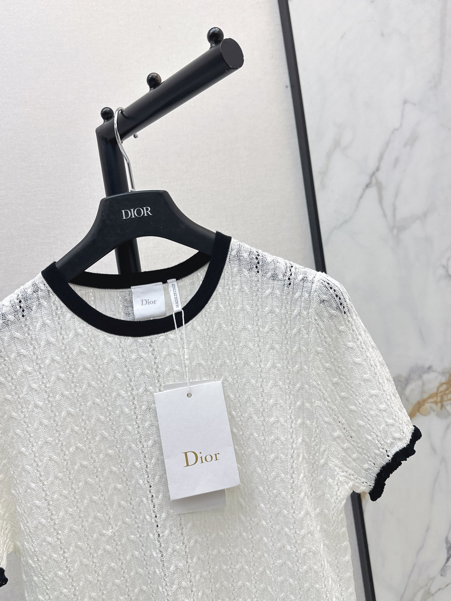 2026 New Color-Blocked Trim Hollow-Out Crew Neck Knit Sweater
