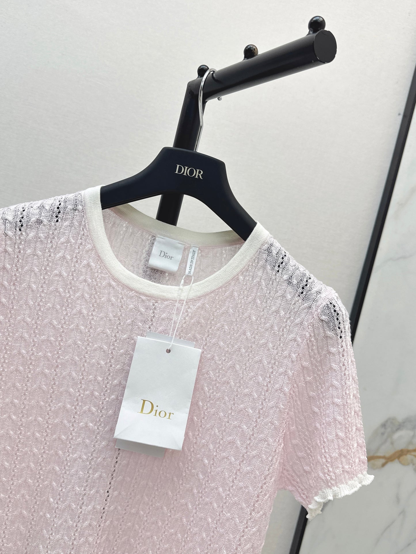 2026 New Color-Blocked Trim Hollow-Out Crew Neck Knit Sweater