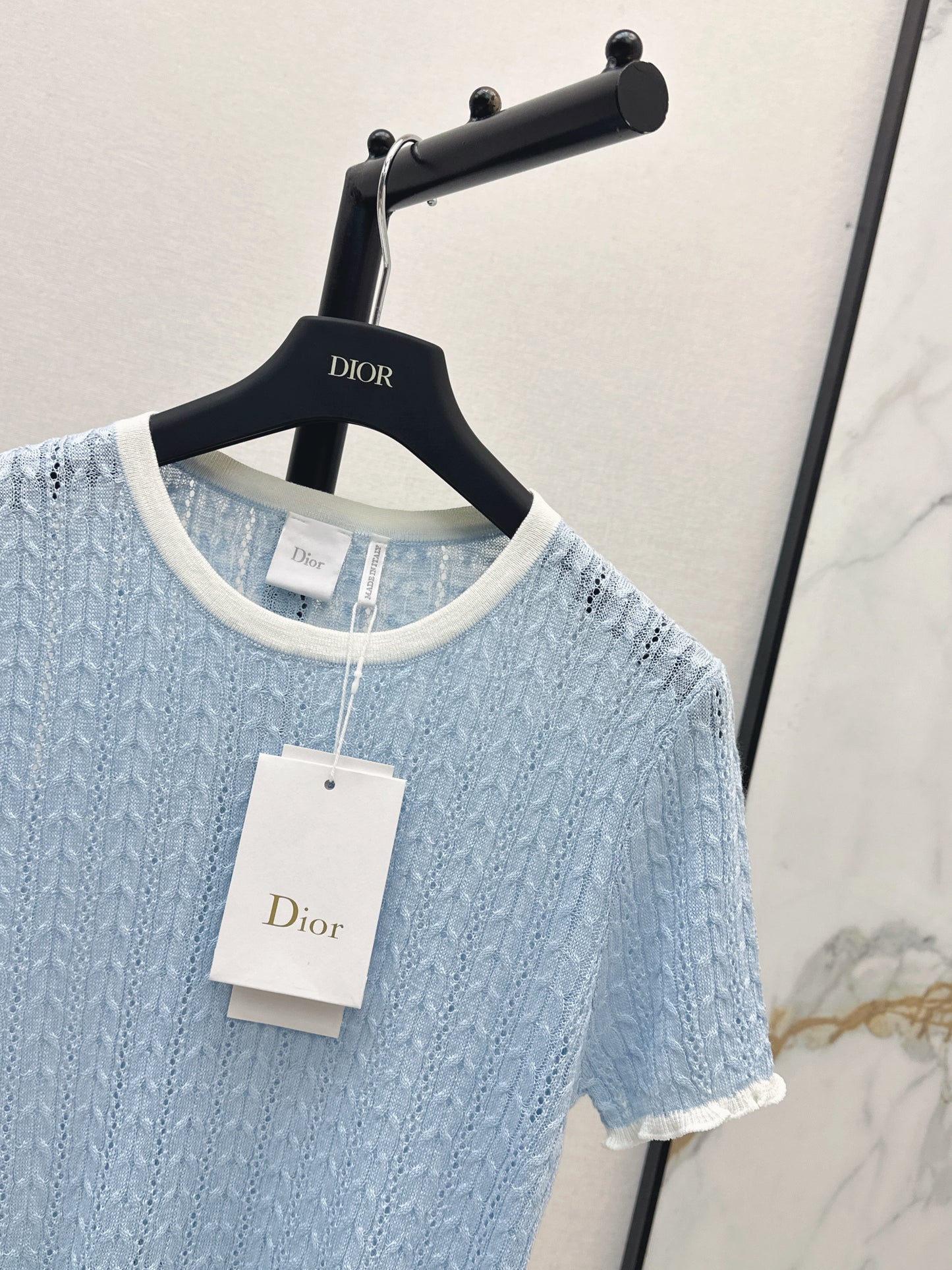 2026 New Color-Blocked Trim Hollow-Out Crew Neck Knit Sweater
