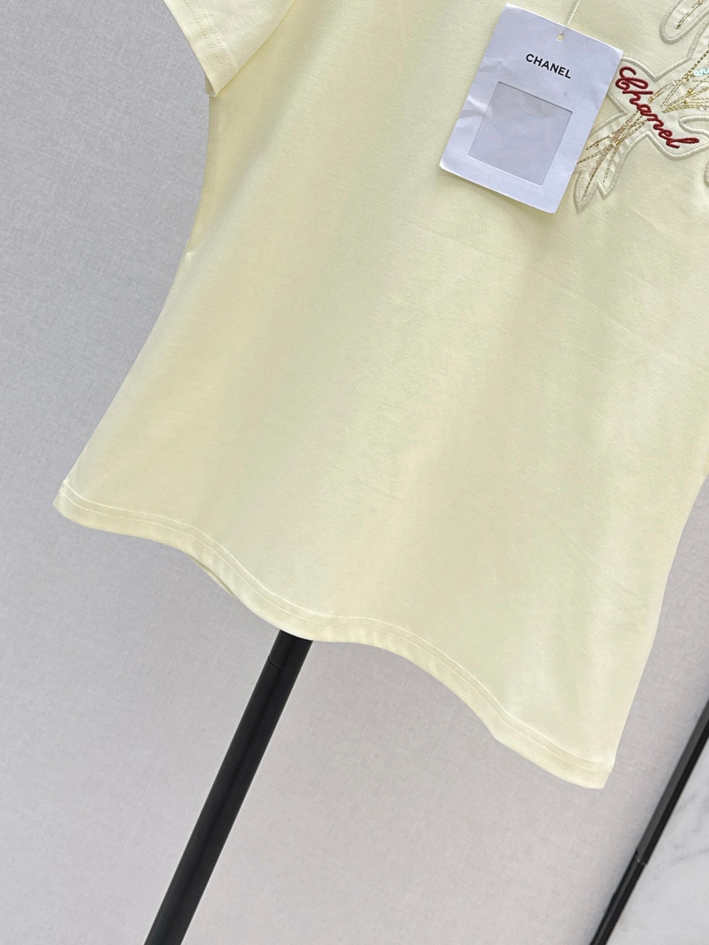 26SS - New Heavy Embroidery Beaded Letter Short-Sleeve T-Shirt + Tweed High-Waisted A-Line Skirt