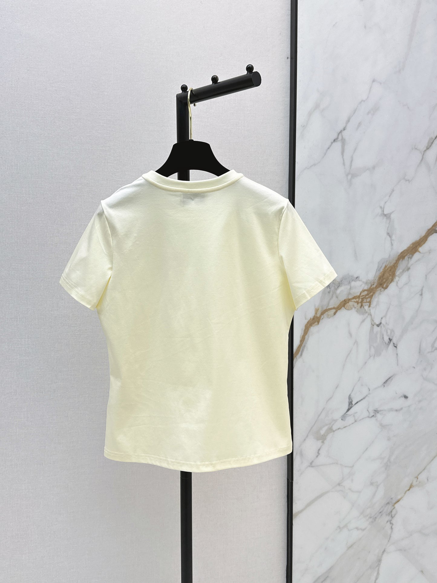 26SS - New Heavy Embroidery Beaded Letter Short-Sleeve T-Shirt + Tweed High-Waisted A-Line Skirt