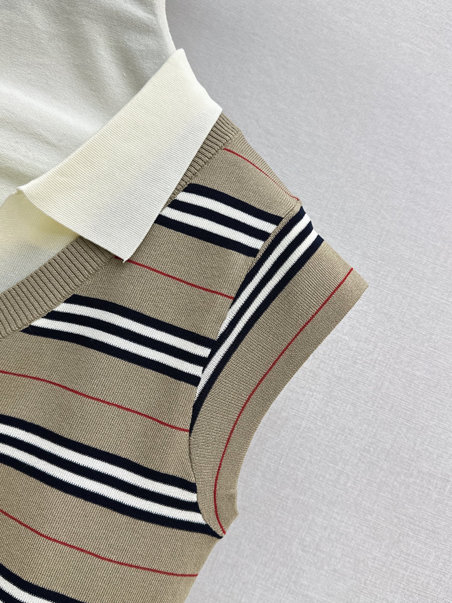26SS - New Color-Blocked Striped Knit Sweater with Lapel