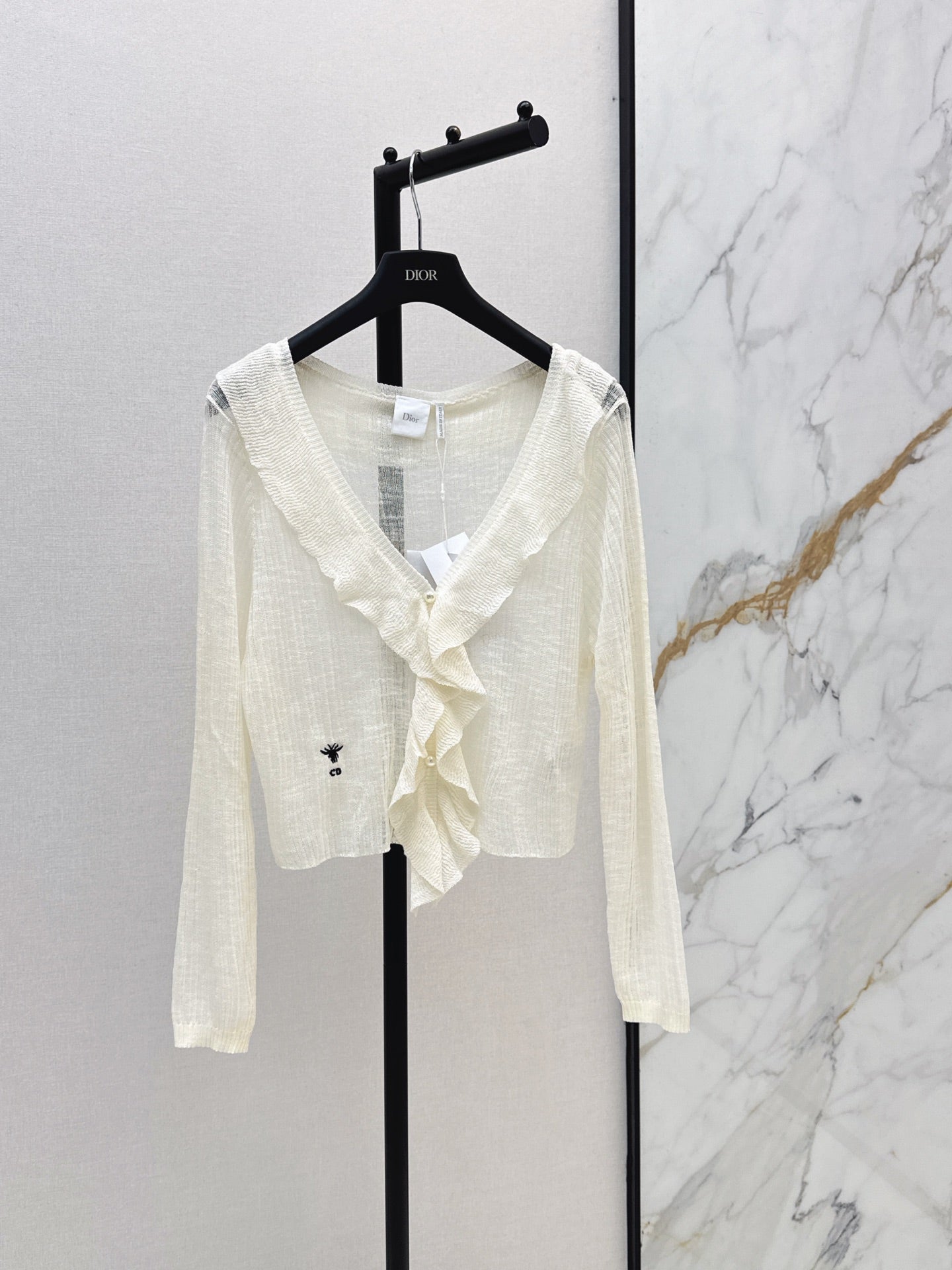 26SS — New Double-Layer Ruffled V-Neck Knit Cardigan