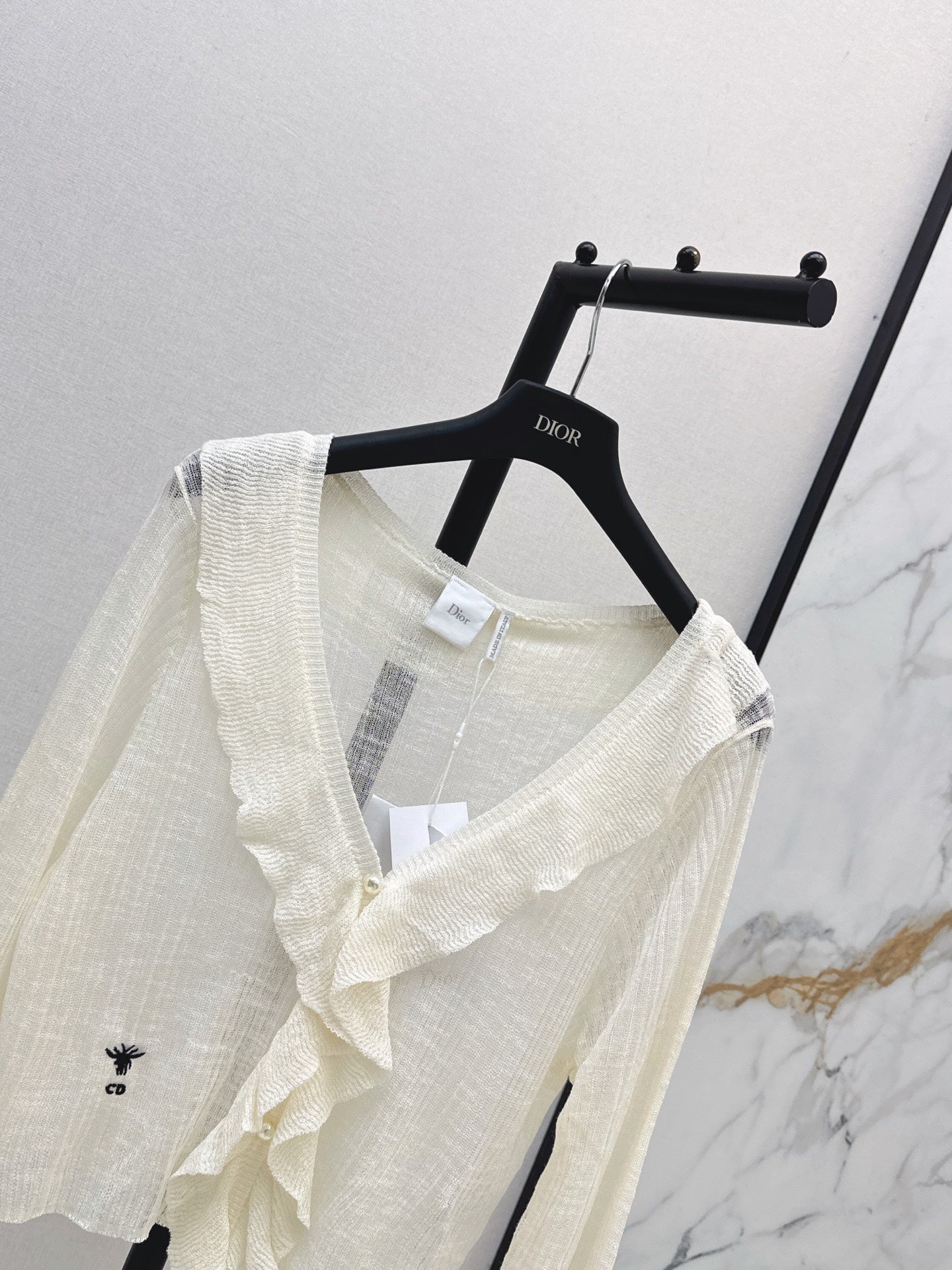 26SS — New Double-Layer Ruffled V-Neck Knit Cardigan