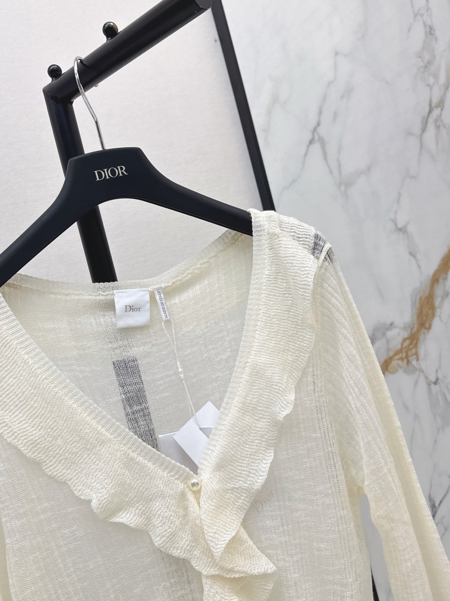 26SS — New Double-Layer Ruffled V-Neck Knit Cardigan