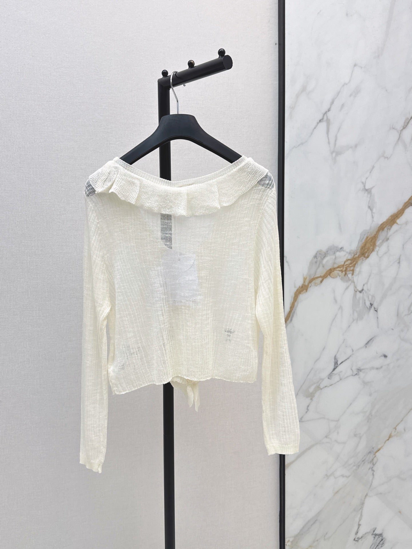26SS — New Double-Layer Ruffled V-Neck Knit Cardigan