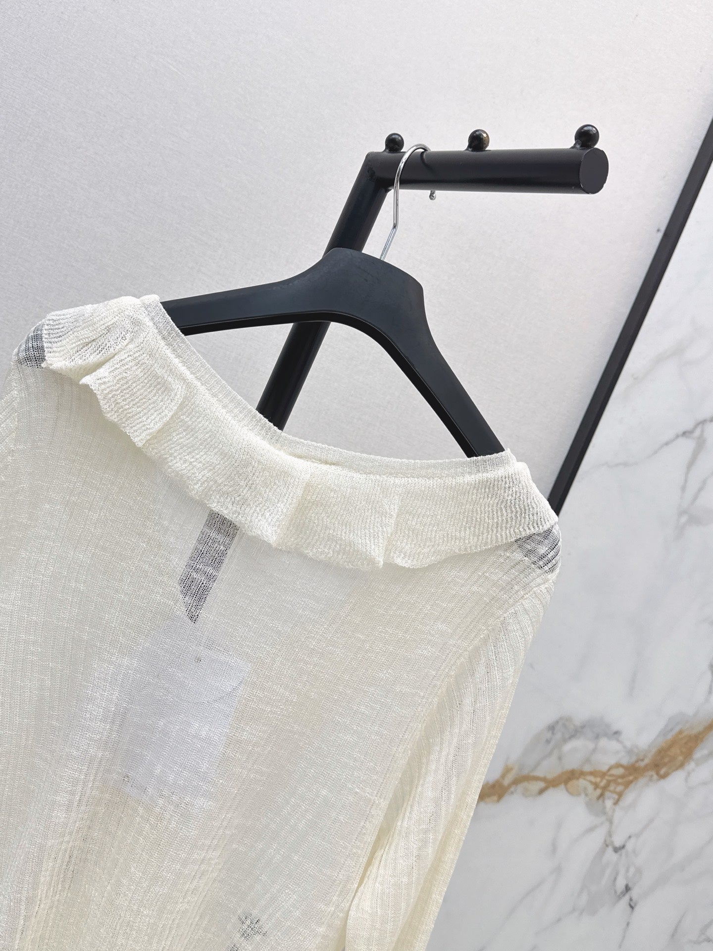 26SS — New Double-Layer Ruffled V-Neck Knit Cardigan