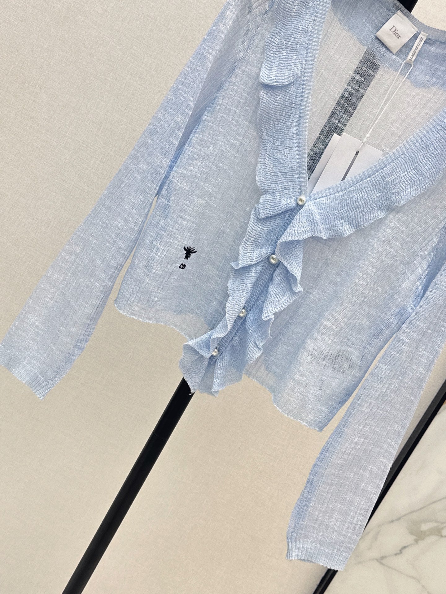 26SS — New Double-Layer Ruffled V-Neck Knit Cardigan