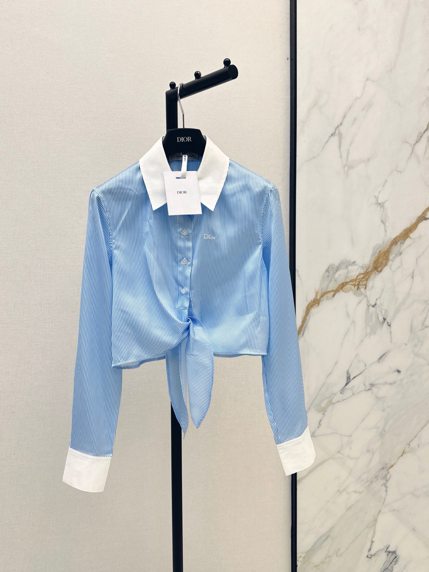 26SS — New Color-Blocked Collared Tie-Waist Shirt