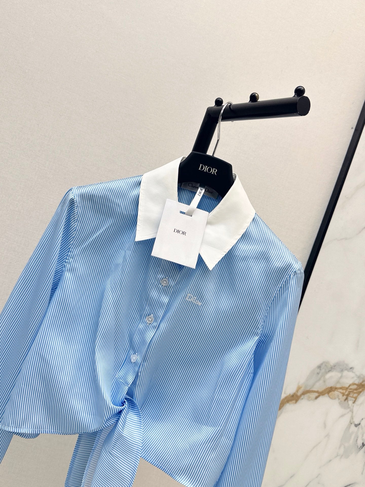 26SS — New Color-Blocked Collared Tie-Waist Shirt