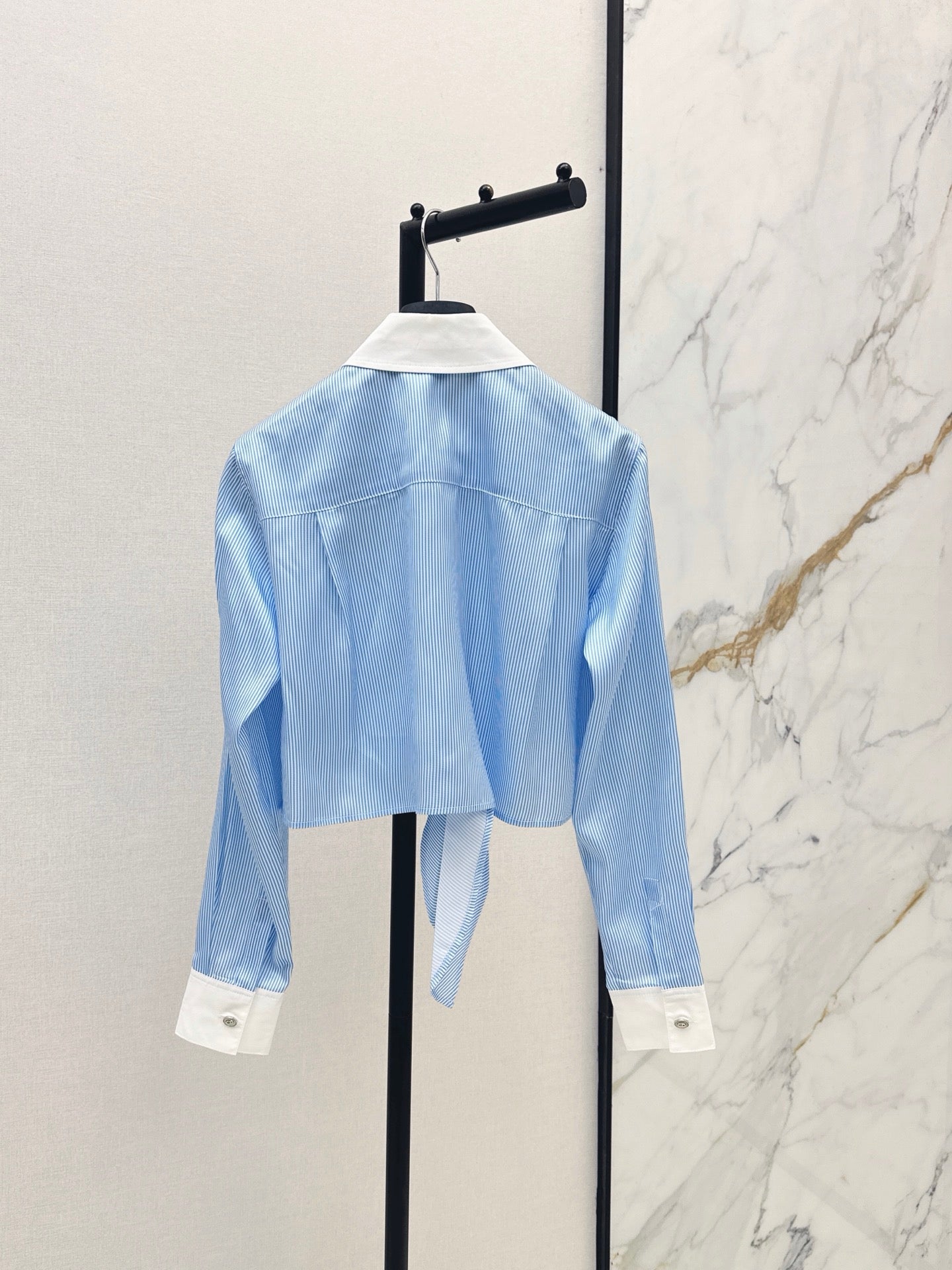 26SS — New Color-Blocked Collared Tie-Waist Shirt