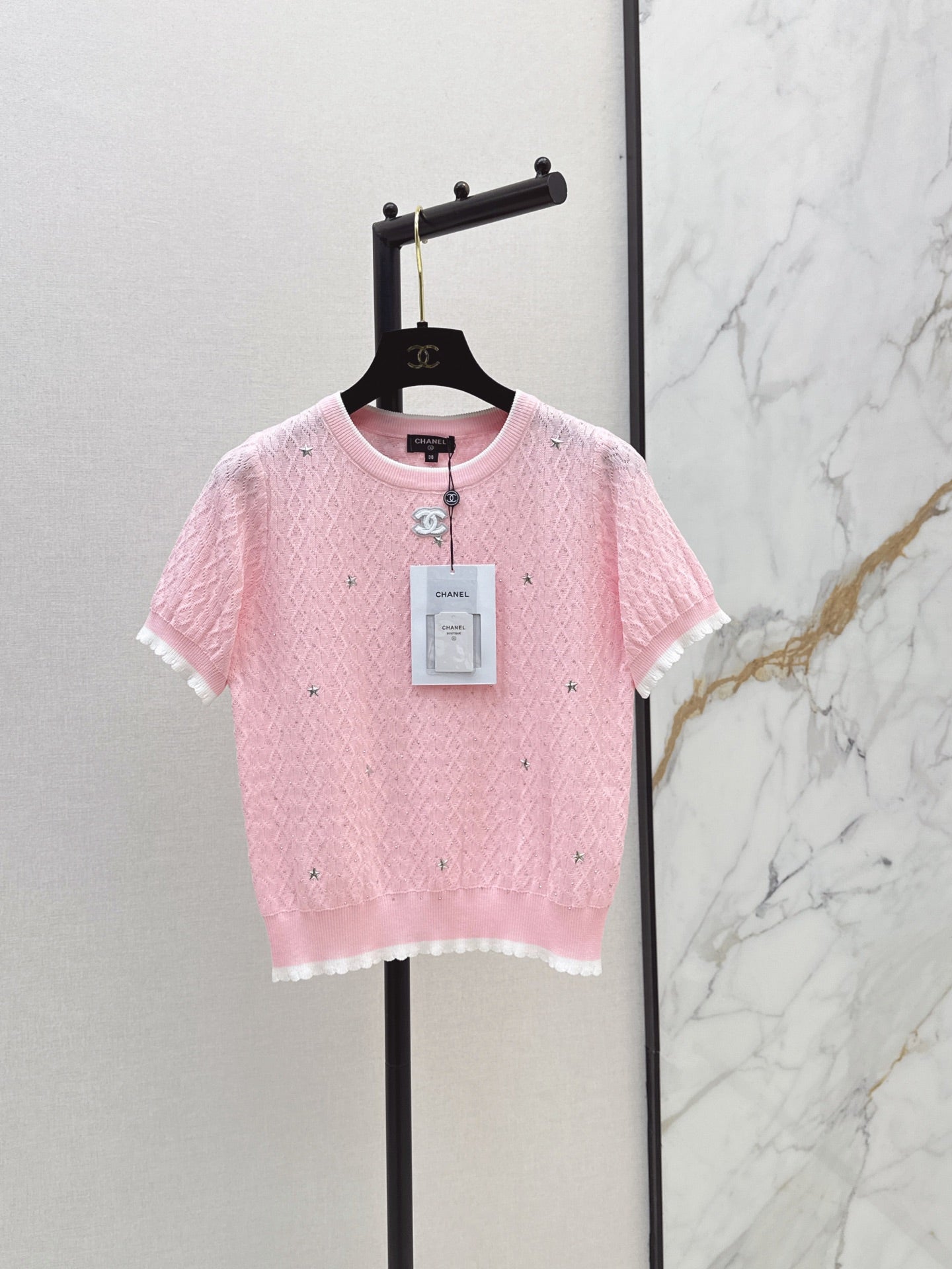 26Ss - New Logo-Decorated Short-Sleeve Knit Sweater