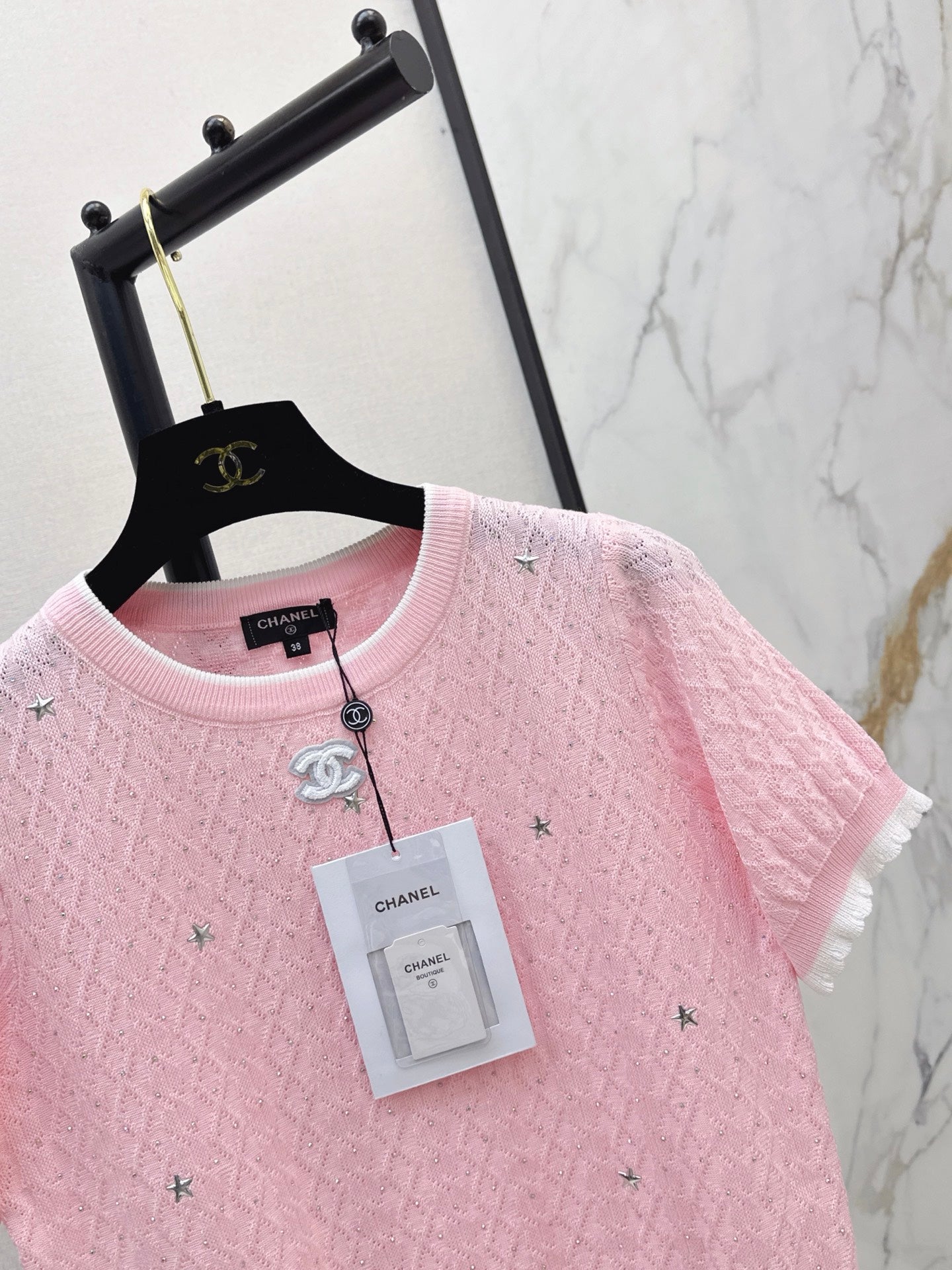 26Ss - New Logo-Decorated Short-Sleeve Knit Sweater