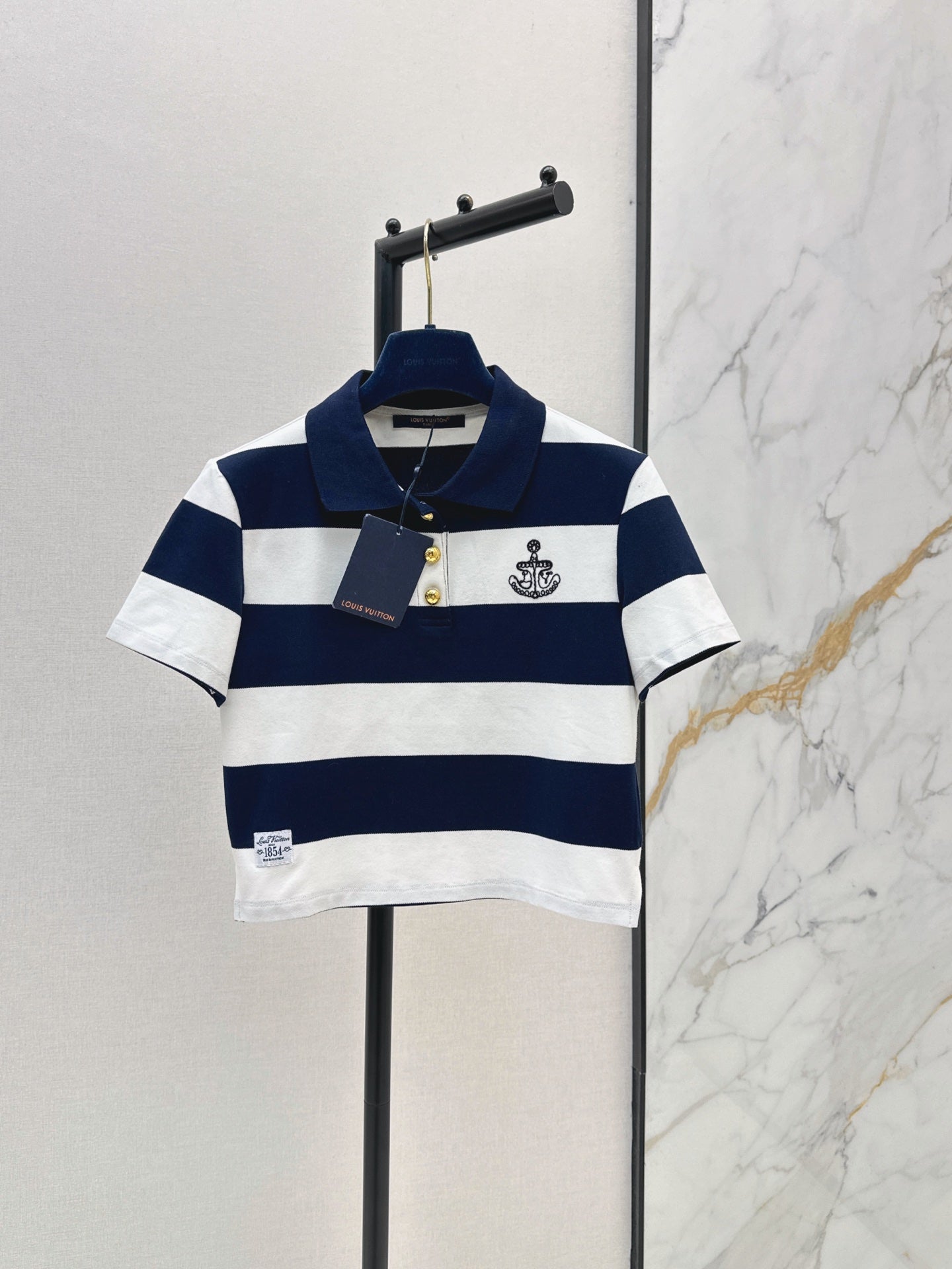 26Ss - New Anchor Embroidered Striped Polo Shirt
