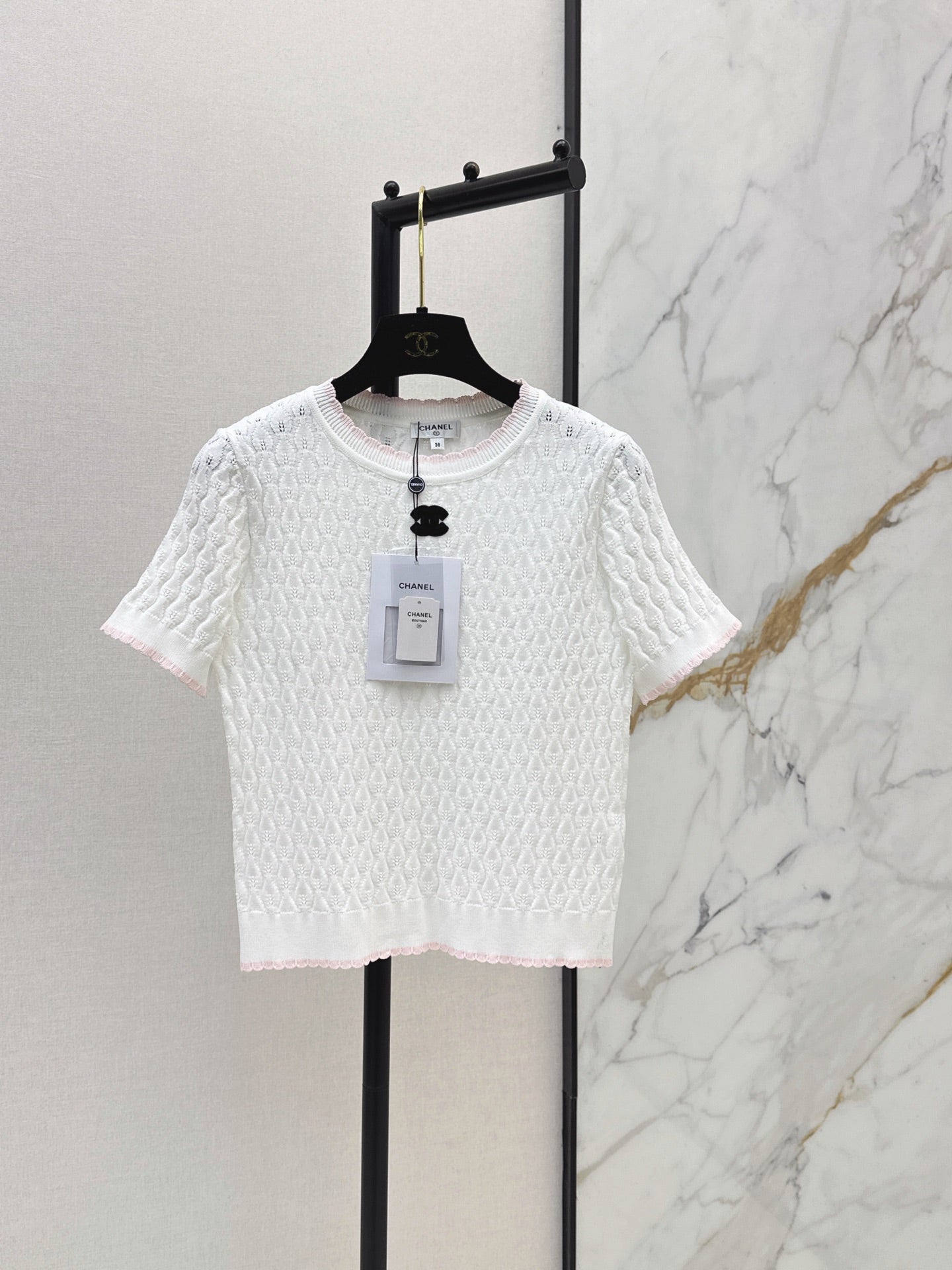 26SS — New Logo-Decorated Knitted Short-Sleeve T-Shirt