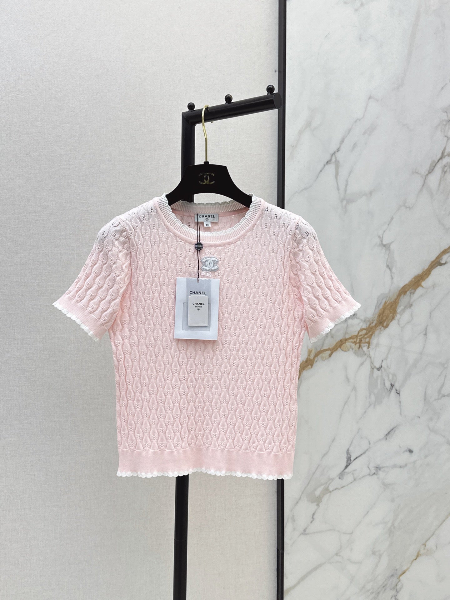26SS — New Logo-Decorated Knitted Short-Sleeve T-Shirt