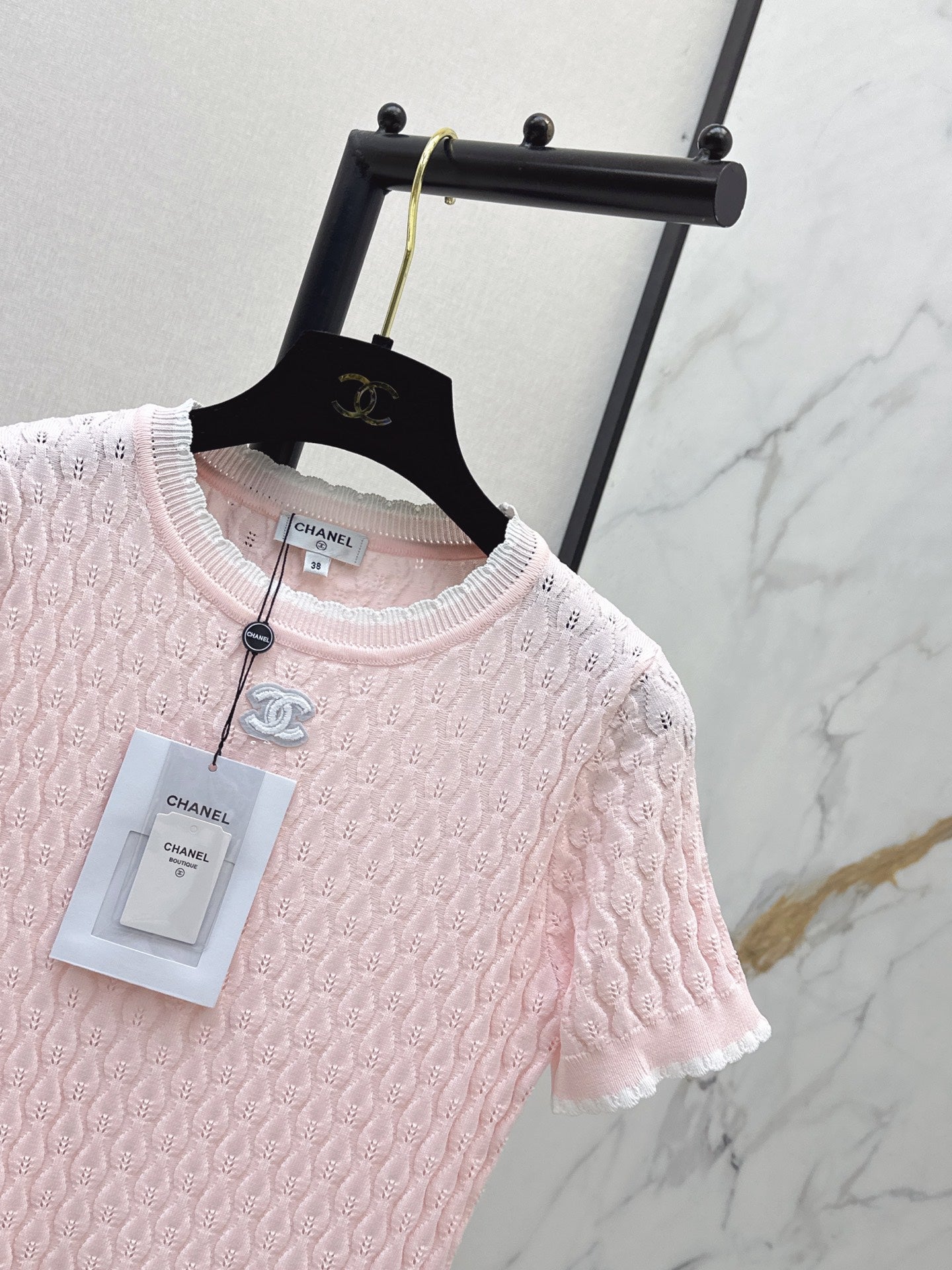 26SS — New Logo-Decorated Knitted Short-Sleeve T-Shirt